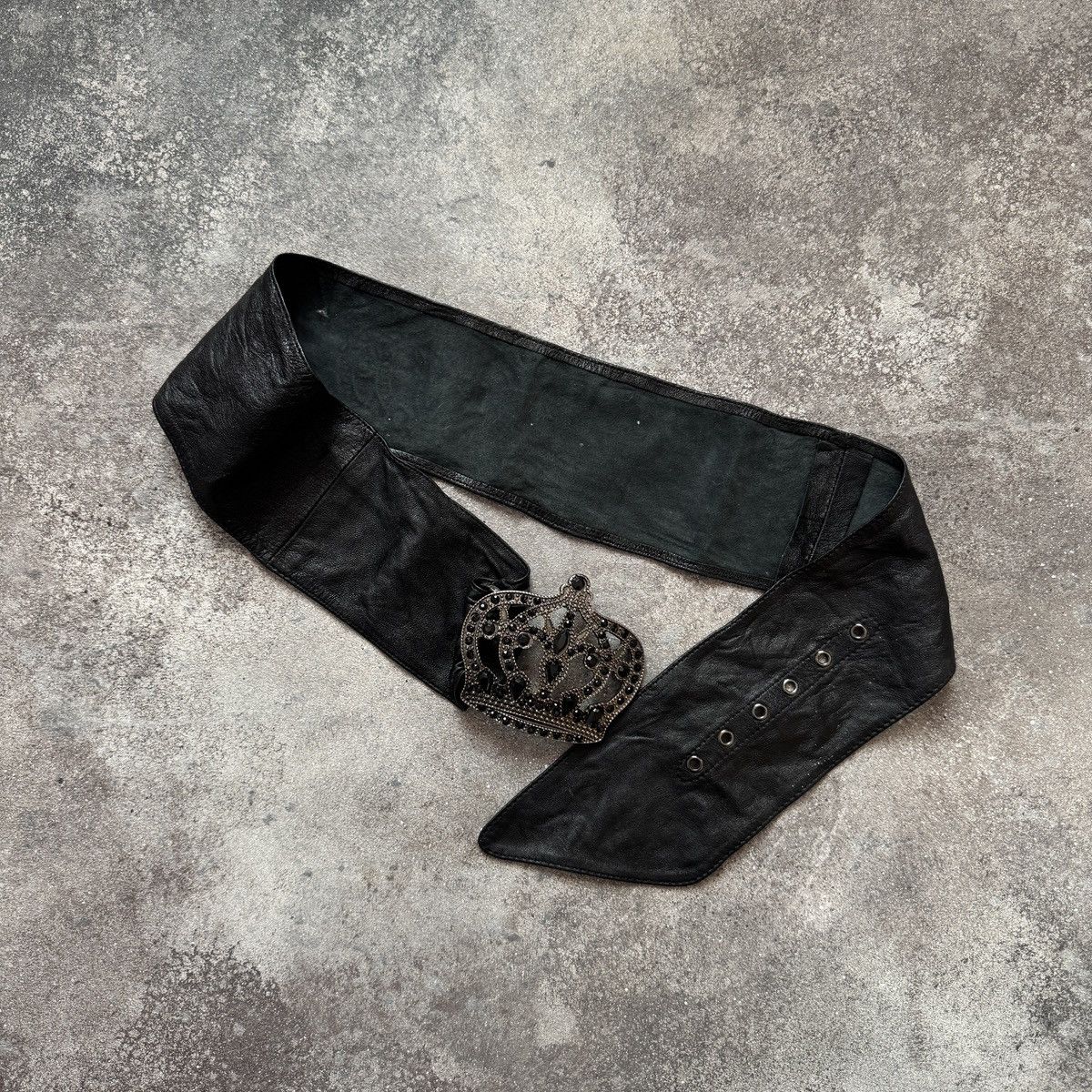 Hysteric Glamour 2000’s Glamour Vintage Crown Buckle Real Leather Wide Belt Size ONE SIZE - 5 Thumbnail