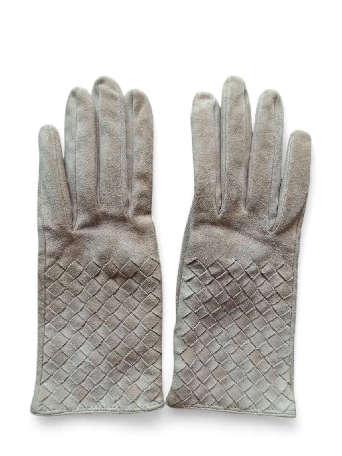 Bottega Veneta Bottega Veneta - Grey Leather Gloves with Woven Detail Size ONE SIZE - 2 Thumbnail