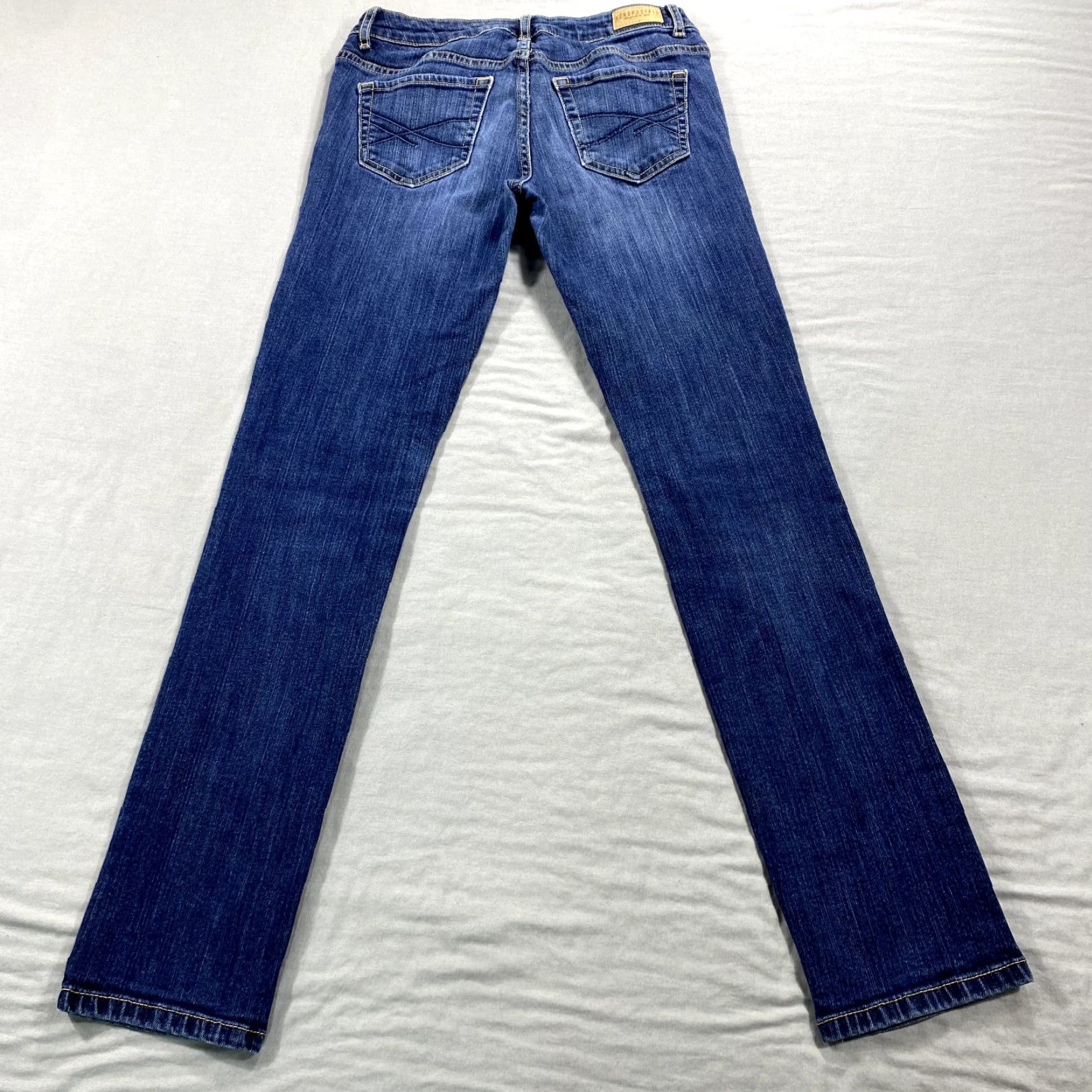 Vintage Aéropostale Jeans Womens 2 Blue Denim Skinny Low Rise Stretch 26x29 Size 26" / US 2 / IT 38 - 2 Thumbnail