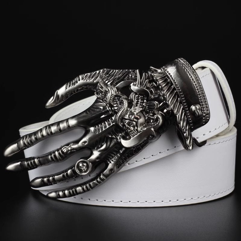 Designer Skull Vintage Belt Riveted Belts Menswear Accessories Size ONE SIZE - 2 Thumbnail