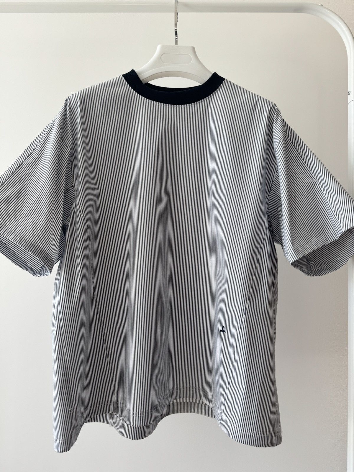 Japanese Brand NAVY STRIPE JAPANESE STRETCH COTTON POPLIN CREW NECK T-SHIRT Size US M / EU 48-50 / 2 - 1 Thumbnail