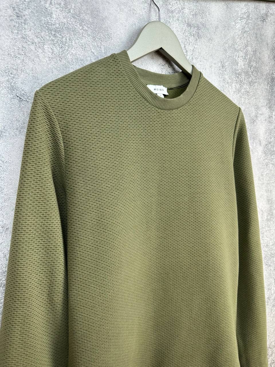 Reiss REISS Khaki Matthew Textured Cotton Blend Jumper Long Sleeve Size US S / EU 44-46 / 1 - 3 Thumbnail