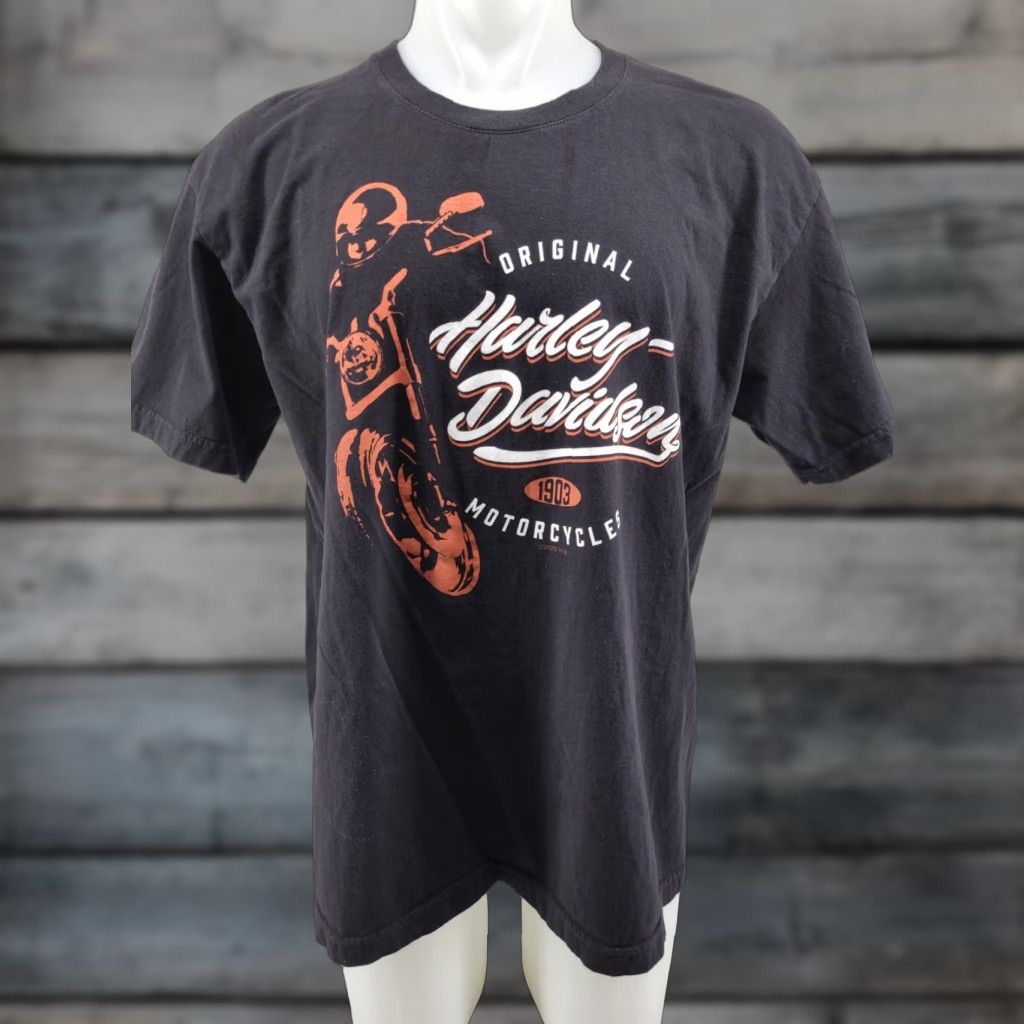 Harley Davidson Harley-Davidson Black Cotton T-Shirt XL Mens Short Sleeve Round Neck Size US XL / EU 56 / 4 - 1 Thumbnail