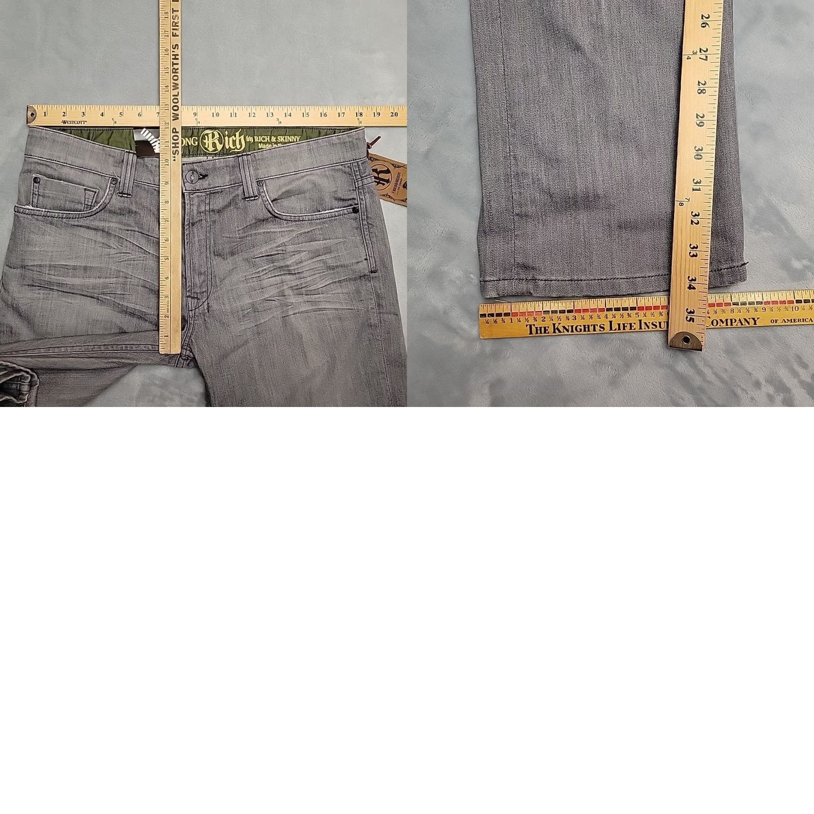 Denime VINTAGE Strong Rich & Skinny Jeans Mens 36 Gray Straight Leg Denim Stretch Made in USA Size US 36 / EU 52 - 8 Thumbnail