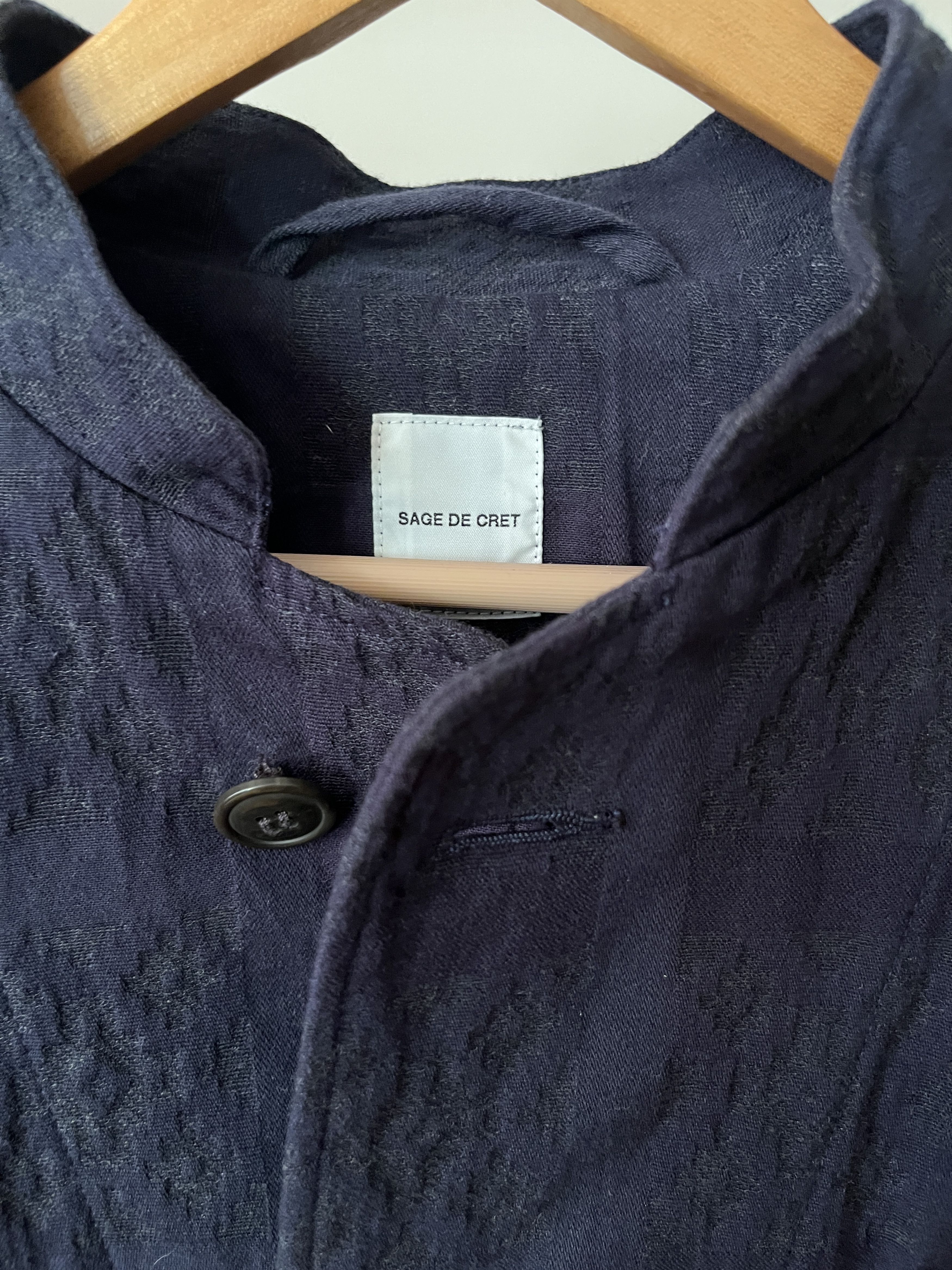Sage De Cret Sage de Cret navy mandarin collar patterned jacket, S Size 36R - 2 Thumbnail