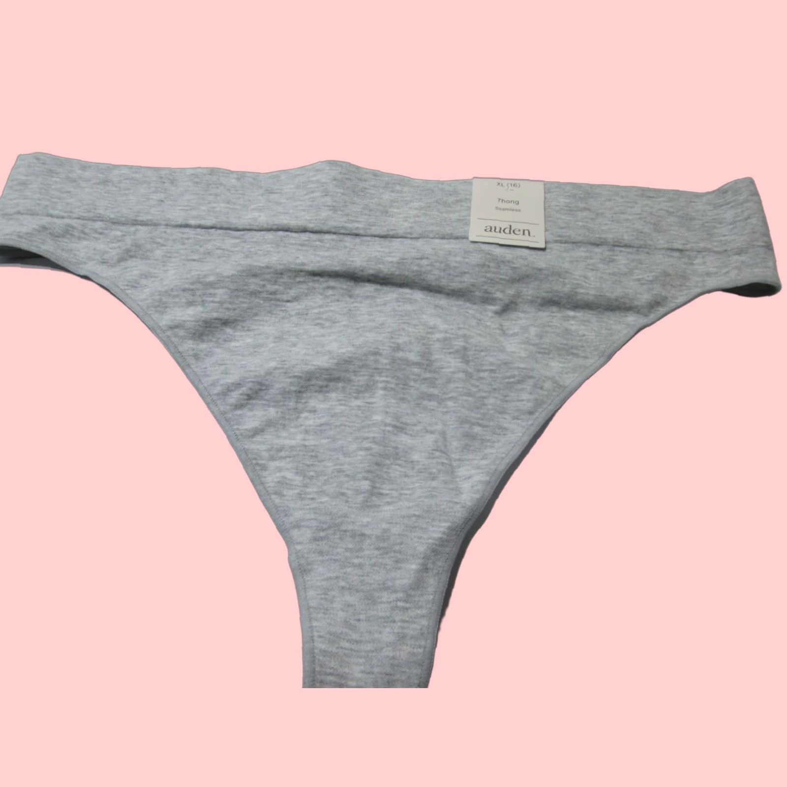 Vintage NWT Auden Womens Size XL Panty Gray Thong Seamless Stretch Intimates in Grey