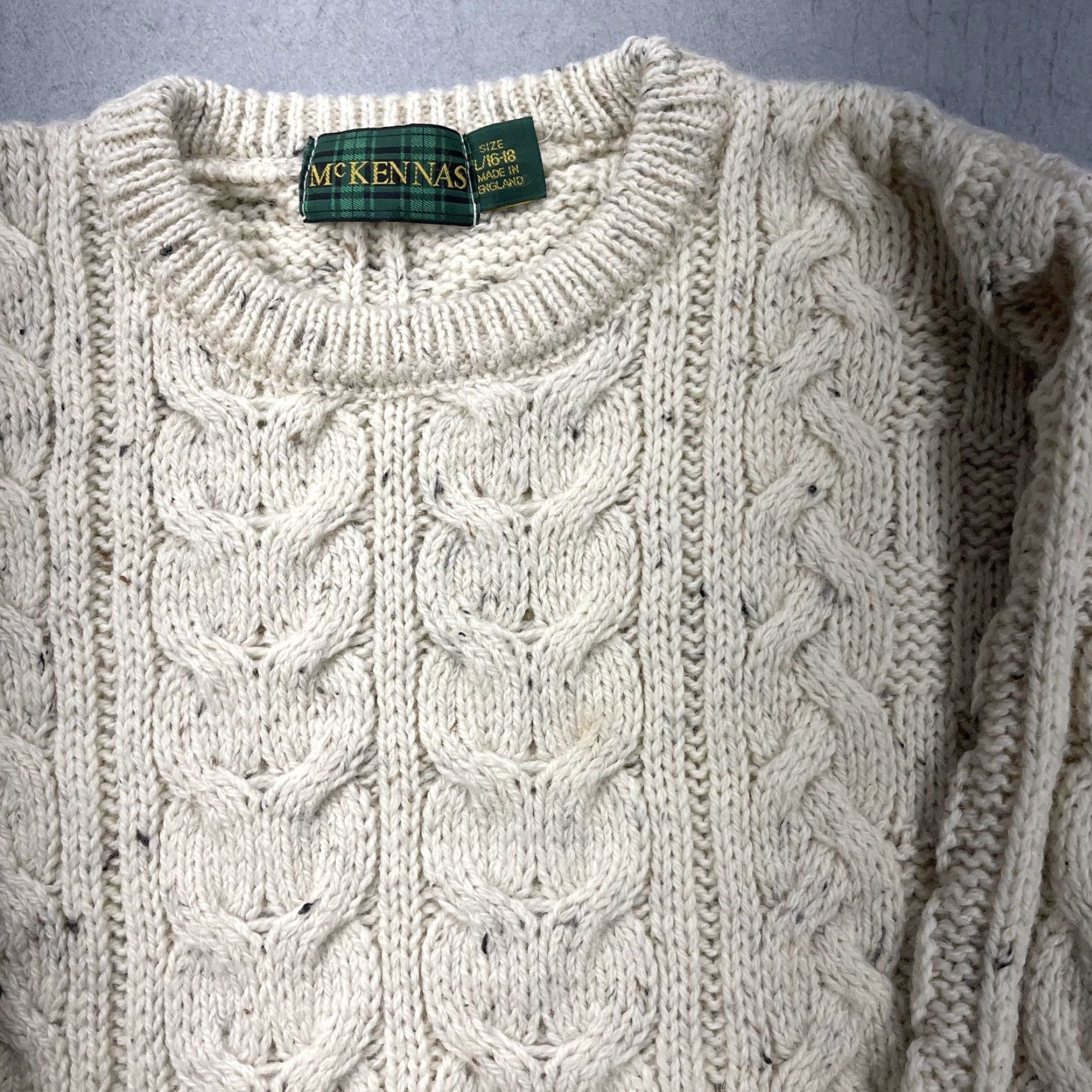 Vintage VINTAGE McKENNAS Wool Fisherman Crewneck Oarsman Irish Sweater Womens Large Crew Neck Cable-Knit Wool Pullover 80s 90s Winter Casual Womens Size L / US 10 / IT 46 - 4 Thumbnail