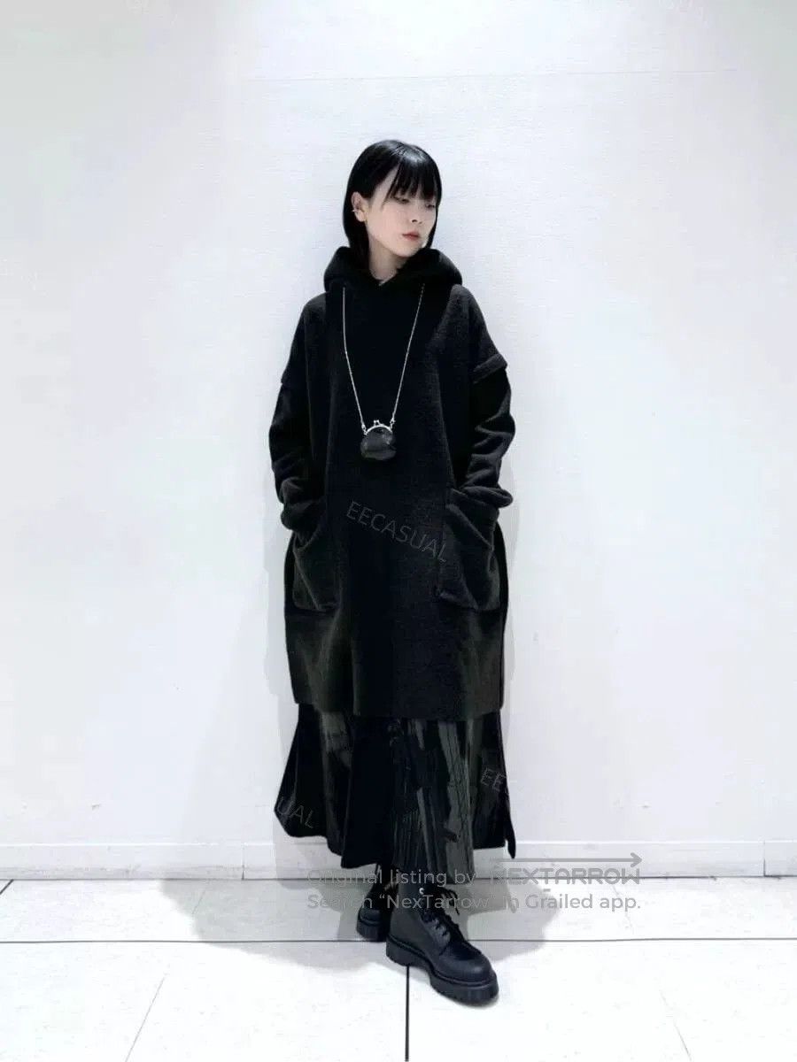 Y's Yohji Yamamoto Black Wool Hoodie Coat. Size XS / US 0-2 / IT 36-38 - 1 Thumbnail