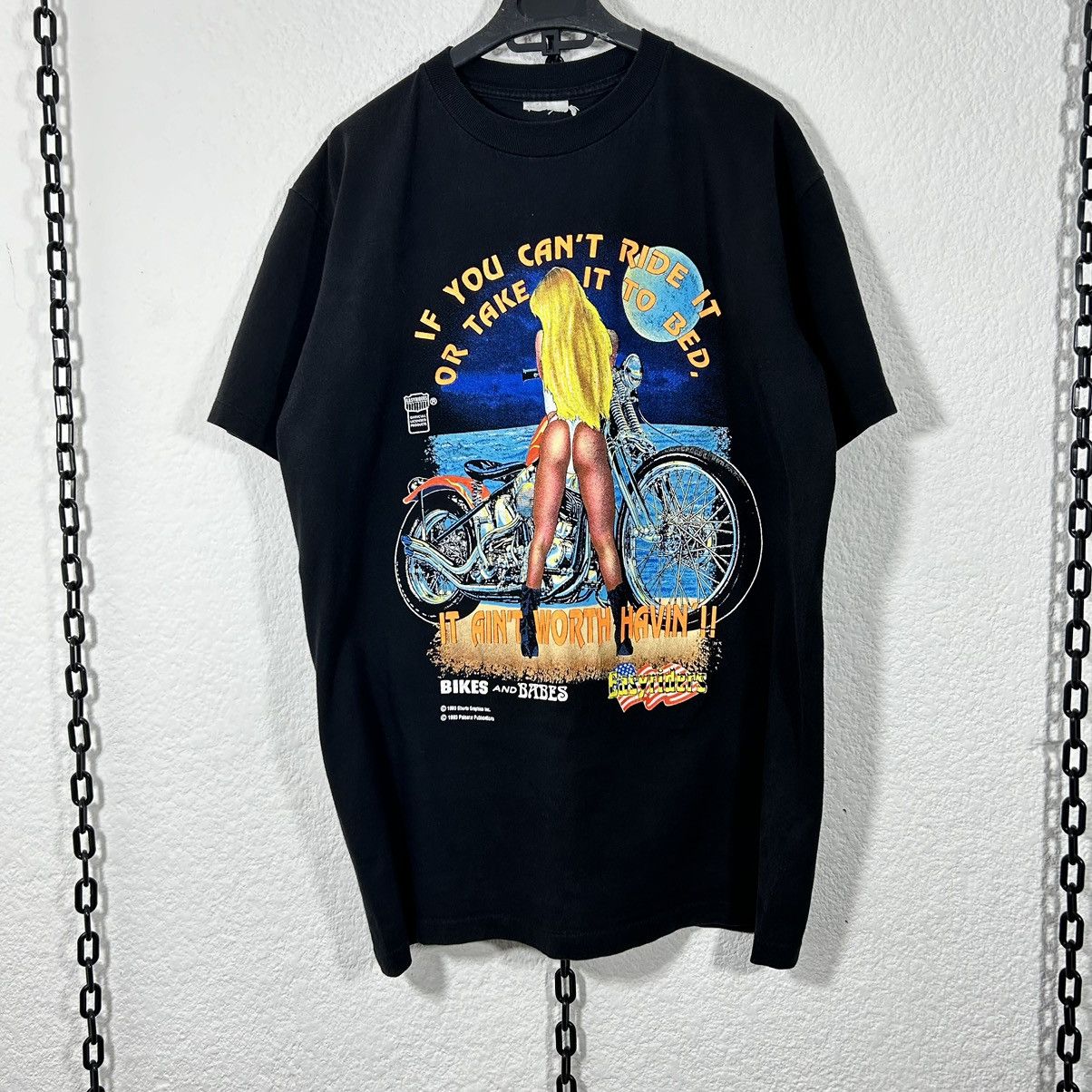 image of Harley Davidson x Made In USA 1993 Babes And Bikes Easyriders in Black, Men's (Size XL)