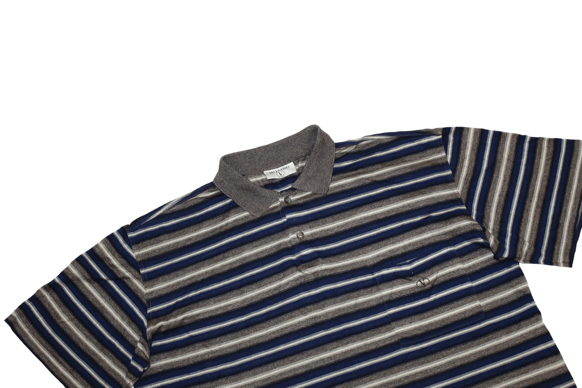 Valentino Valentino Studio Signatured Striped Cotton Pique Polo Shirt Size US XL / EU 56 / 4 - 8 Thumbnail