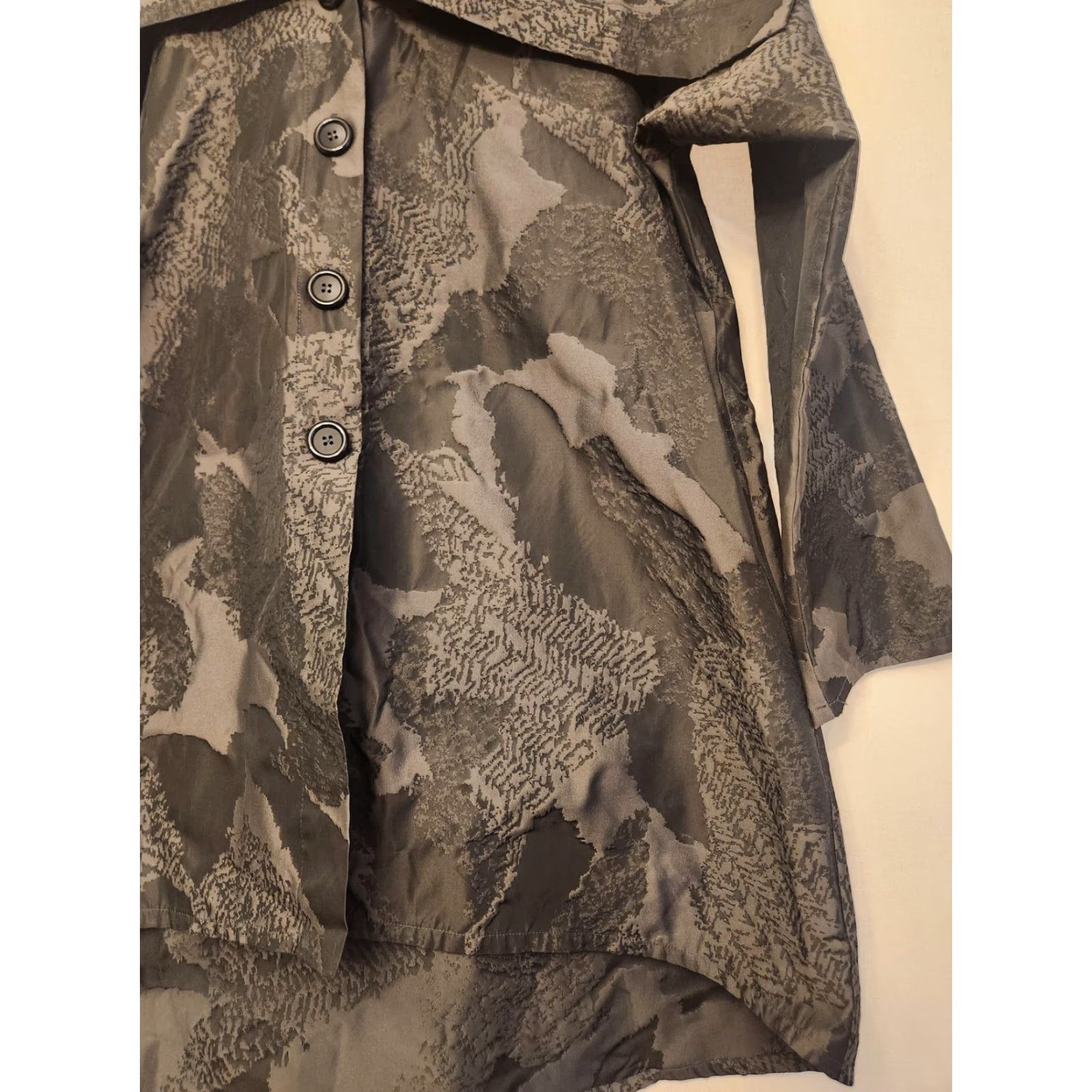 Vintage Bryn Walker Coat Womens XXS Gray Black Jacquard Long Hi Low Hem Made USA Size XXS / US 00 / IT 34 - 2 Thumbnail