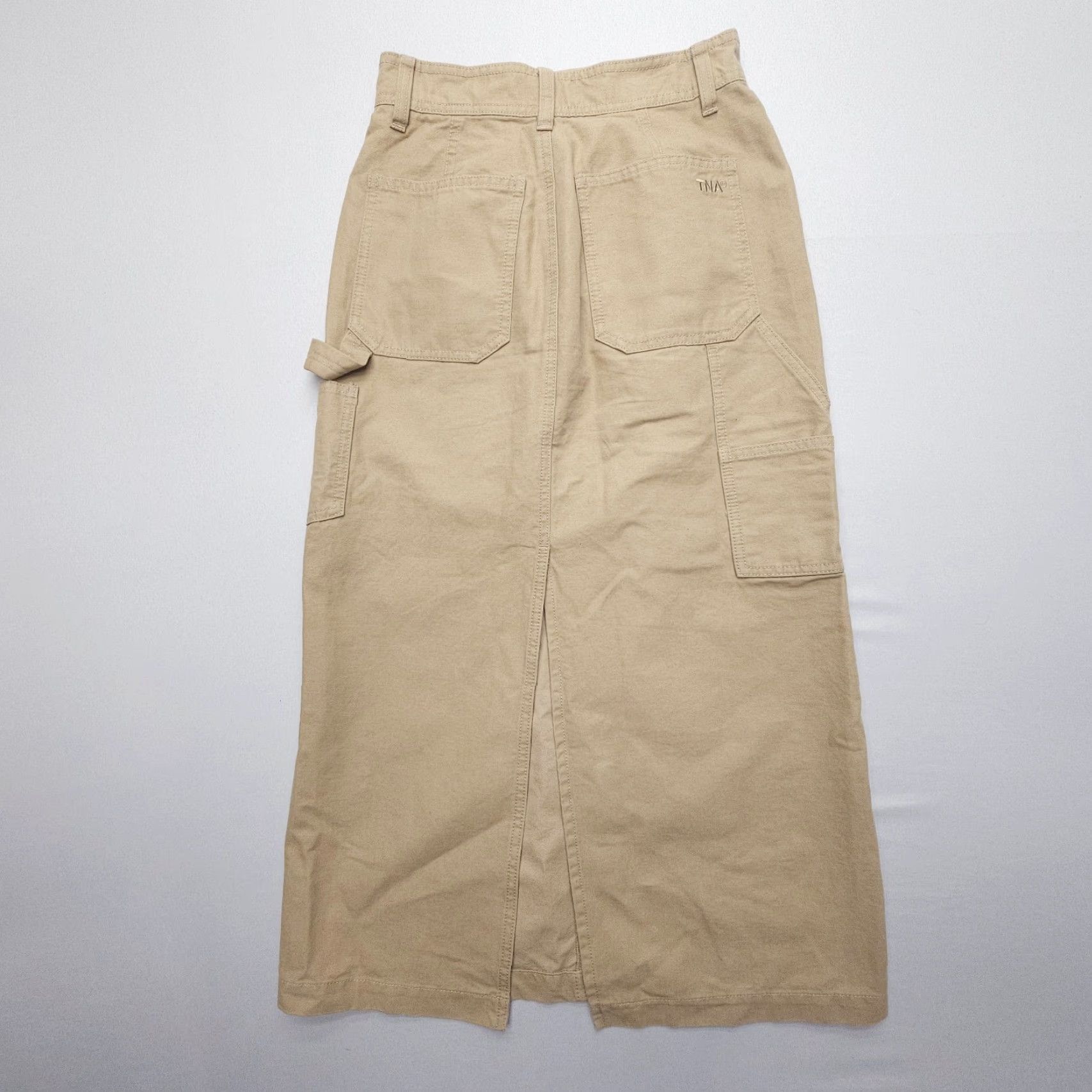 TNA TNA Aritzia Greenwich Midi Skirt Denim 00 Tan Cotton Denim Size 00 Skirt Casual Workwear Pockets Vintage: No Womens Size 24" / US 00 / IT 34 - 2 Thumbnail