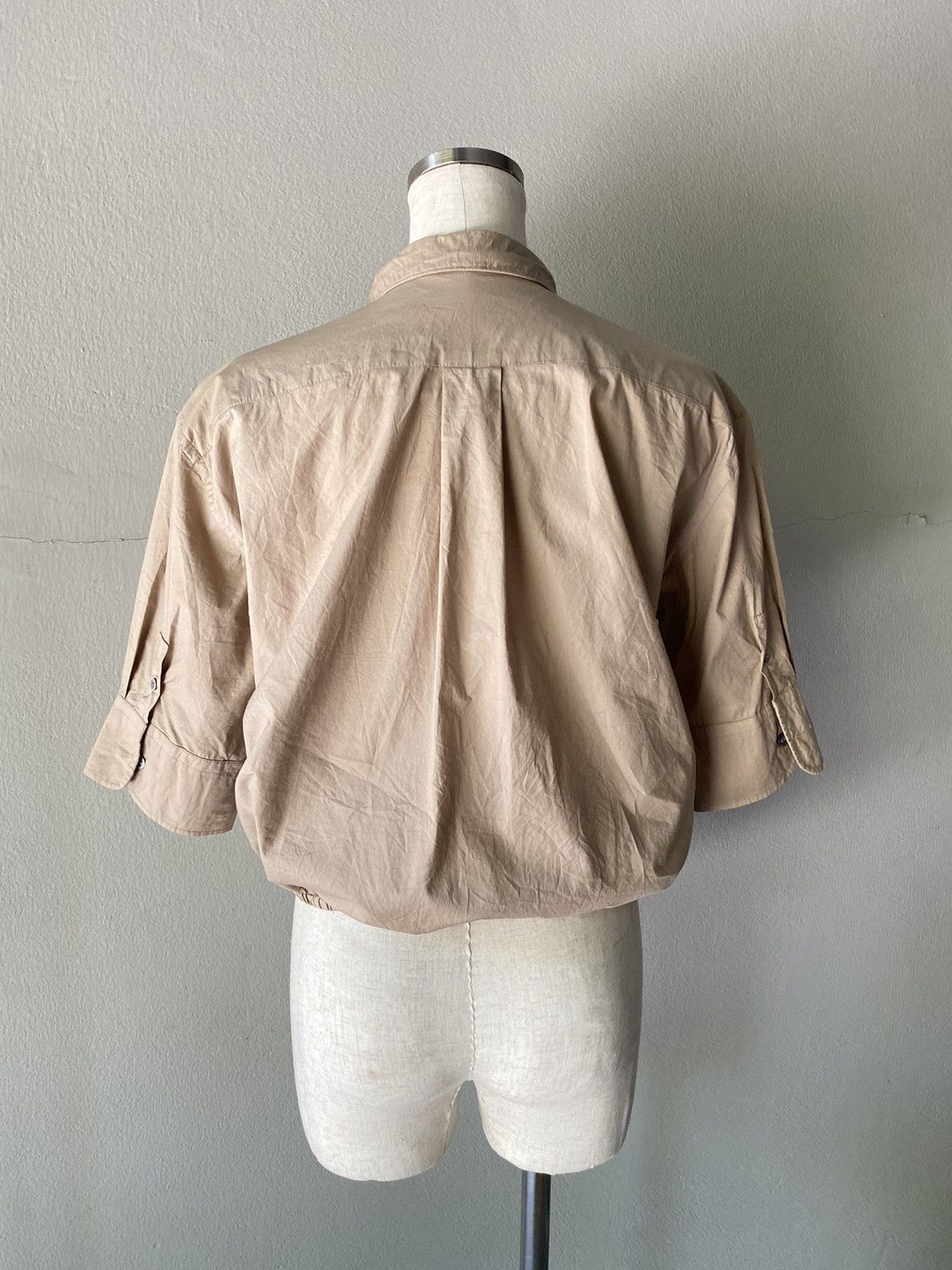 Zucca Zucca Brown Puff Sleeve Button-Front Shirt with Ruched Hem Size M / US 6-8 / IT 42-44 - 2 Thumbnail