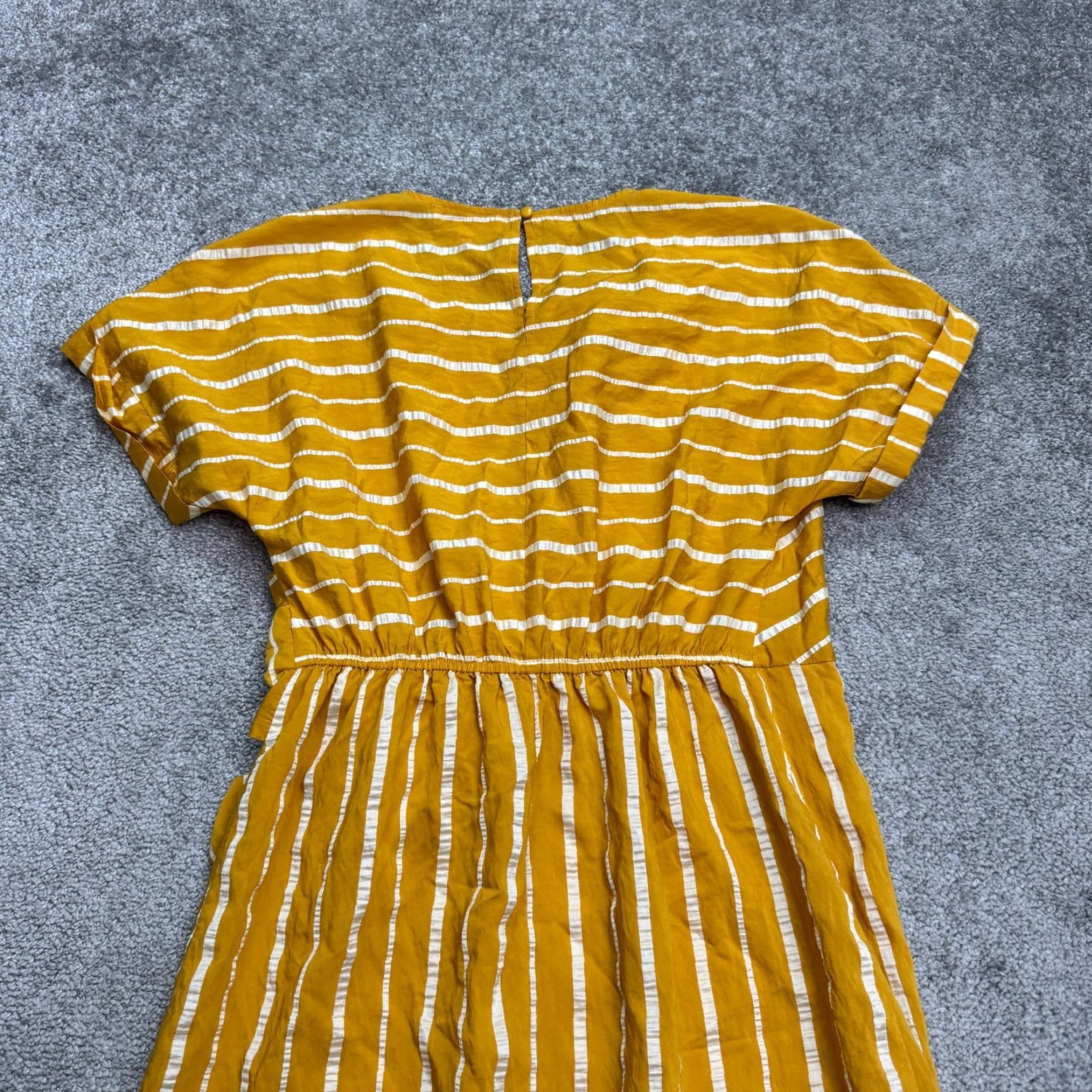 Vintage &. Layered Tie Waist Midi Dress Womens Small Yellow White Striped Short Sleeve Dress Size 28" / US 6 / IT 42 - 3 Thumbnail