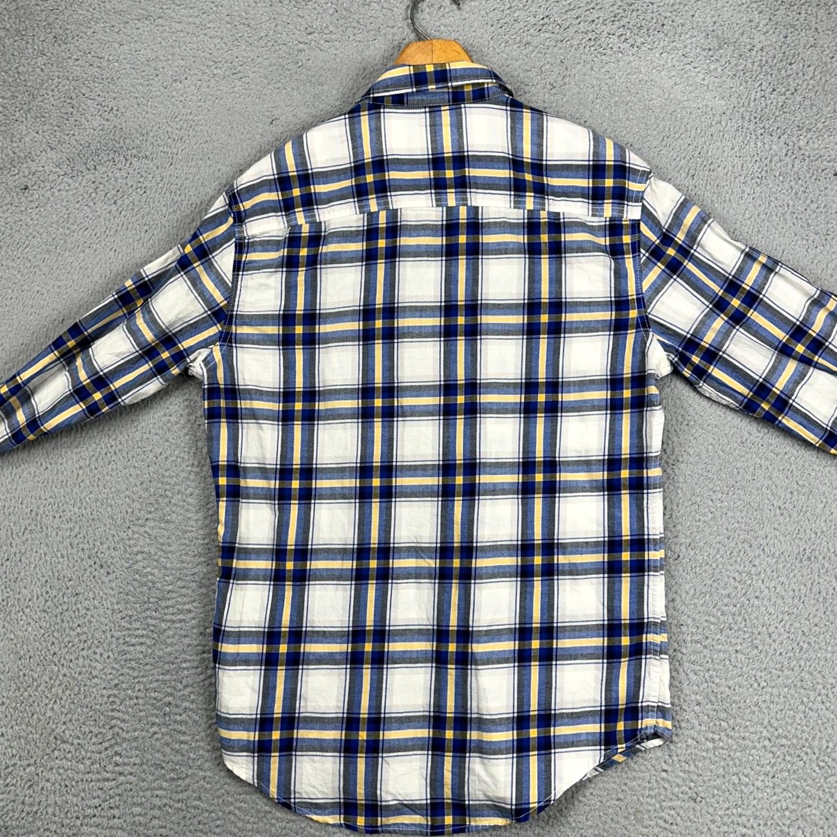 Aeropostale AeroPost Aeropost Adult Mens Button-Up Shirt Medium Blue Yellow Plaid Long Sleeve NEW Size US M / EU 48-50 / 2 - 4 Thumbnail