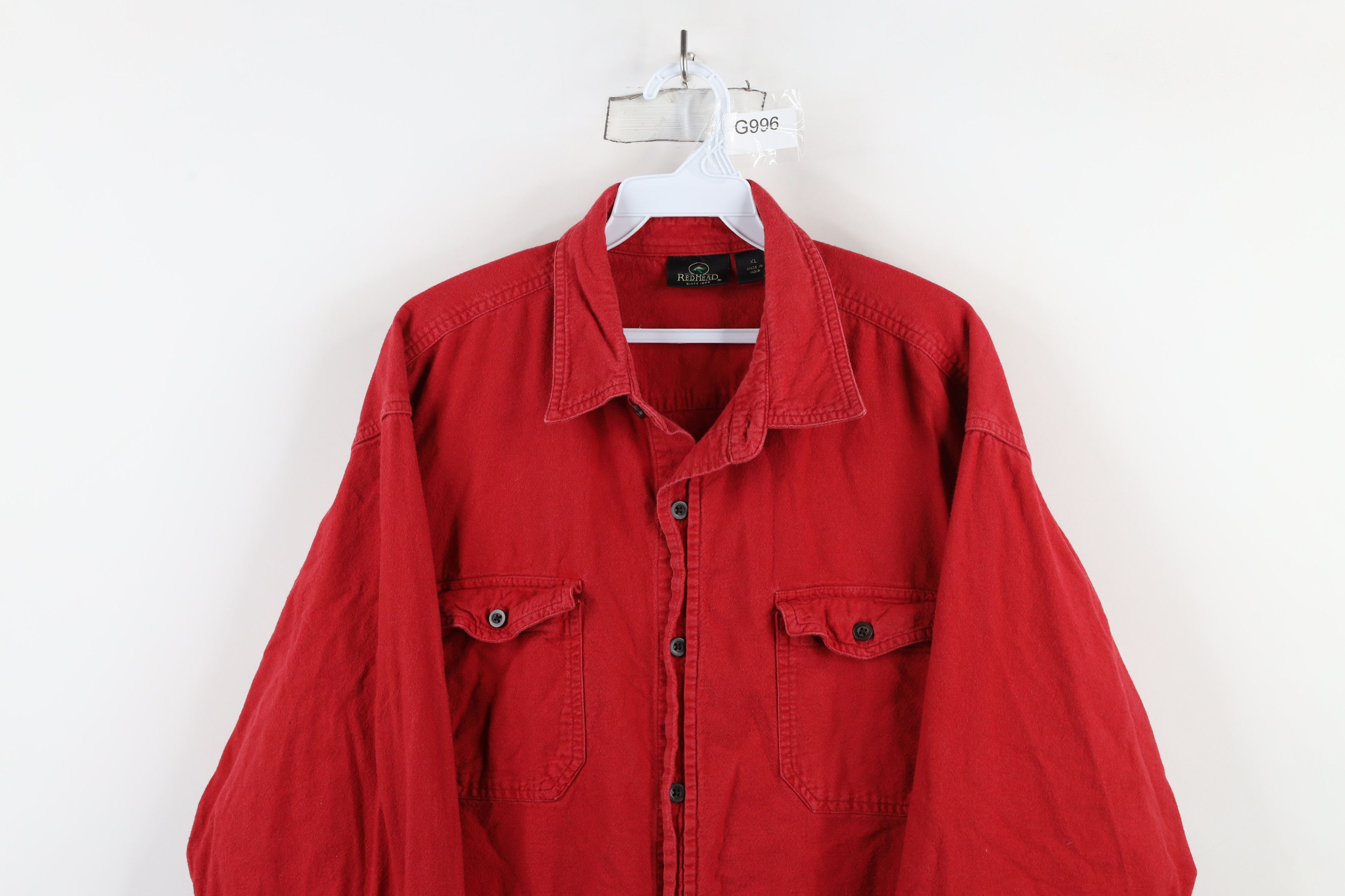 Vintage Vintage 90s Streetwear Cloth Collared Button Shirt Red Size US XL / EU 56 / 4 - 2 Thumbnail