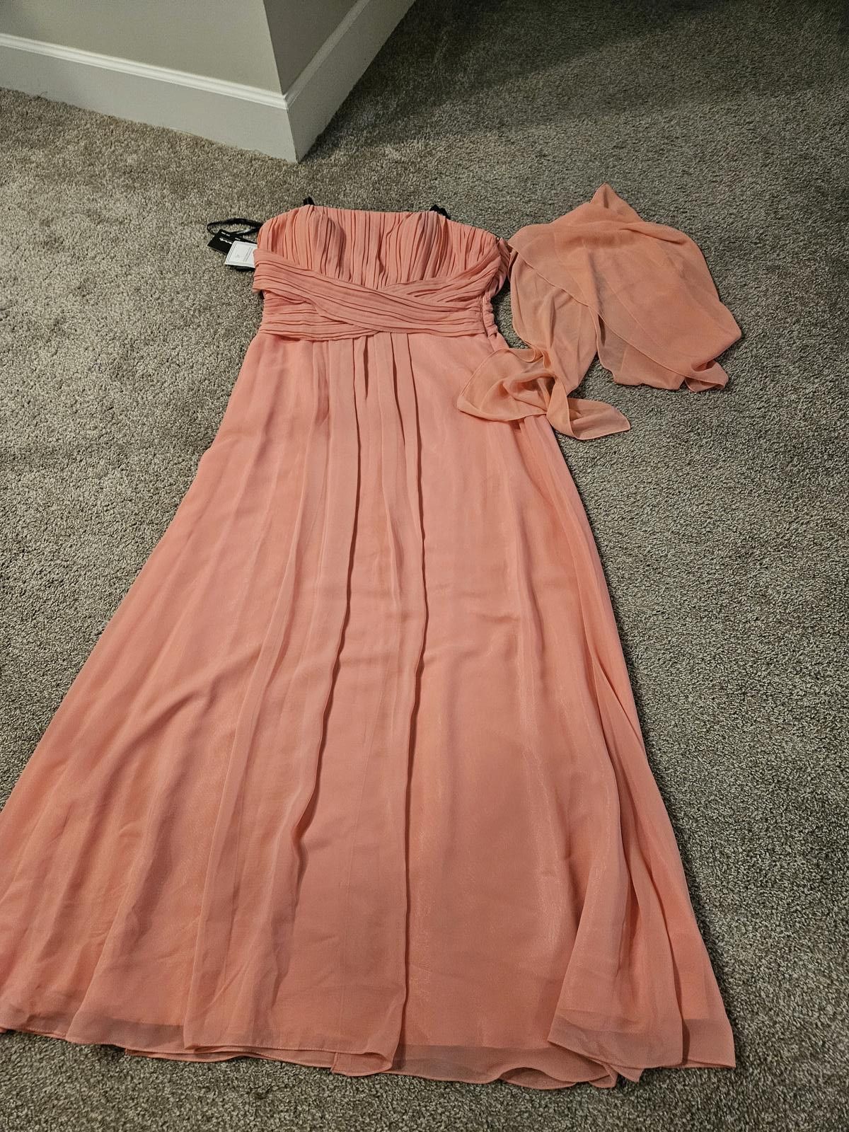 Designer Nwt Elegant Strapless Coral Evening Gown with wrap Size XL / US 12-14 / IT 48-50 - 8 Thumbnail