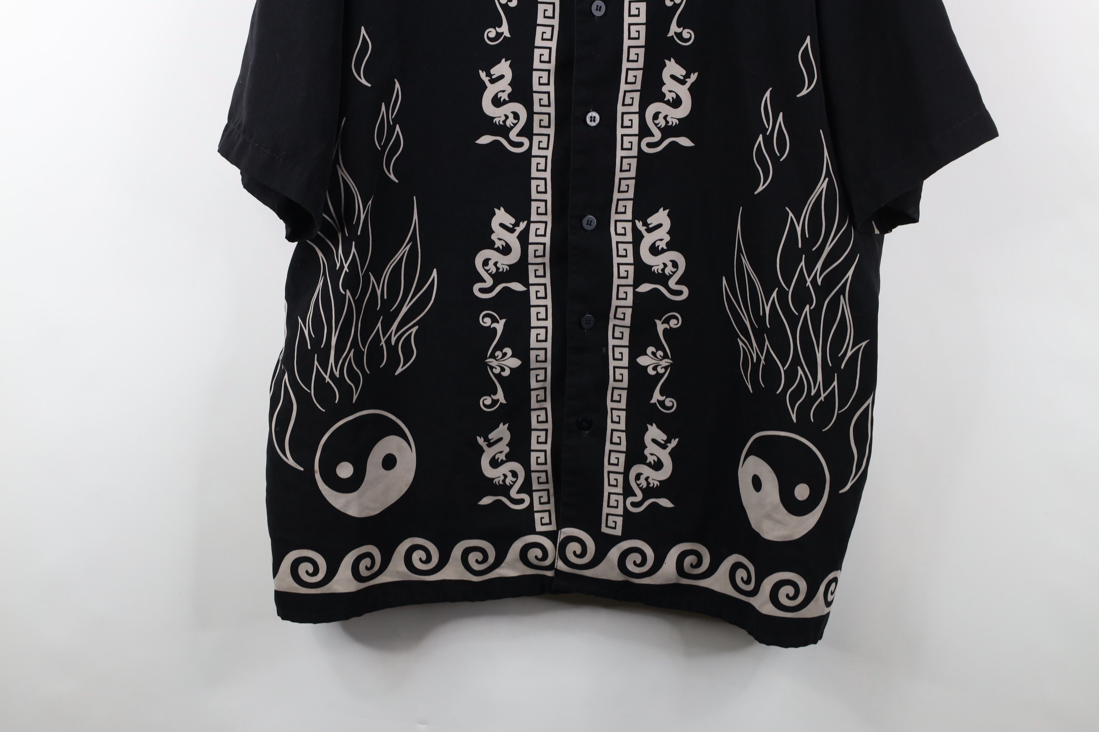 Vintage Vintage 90s Y2K Streetwear Flames Yin Yang Button Shirt Size US XL / EU 56 / 4 - 3 Thumbnail