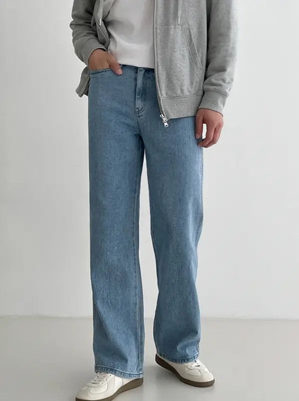 Japanese Brand Men's loose straight casual wide-leg versatile jeans Size US 32 / EU 48 - 1 Thumbnail