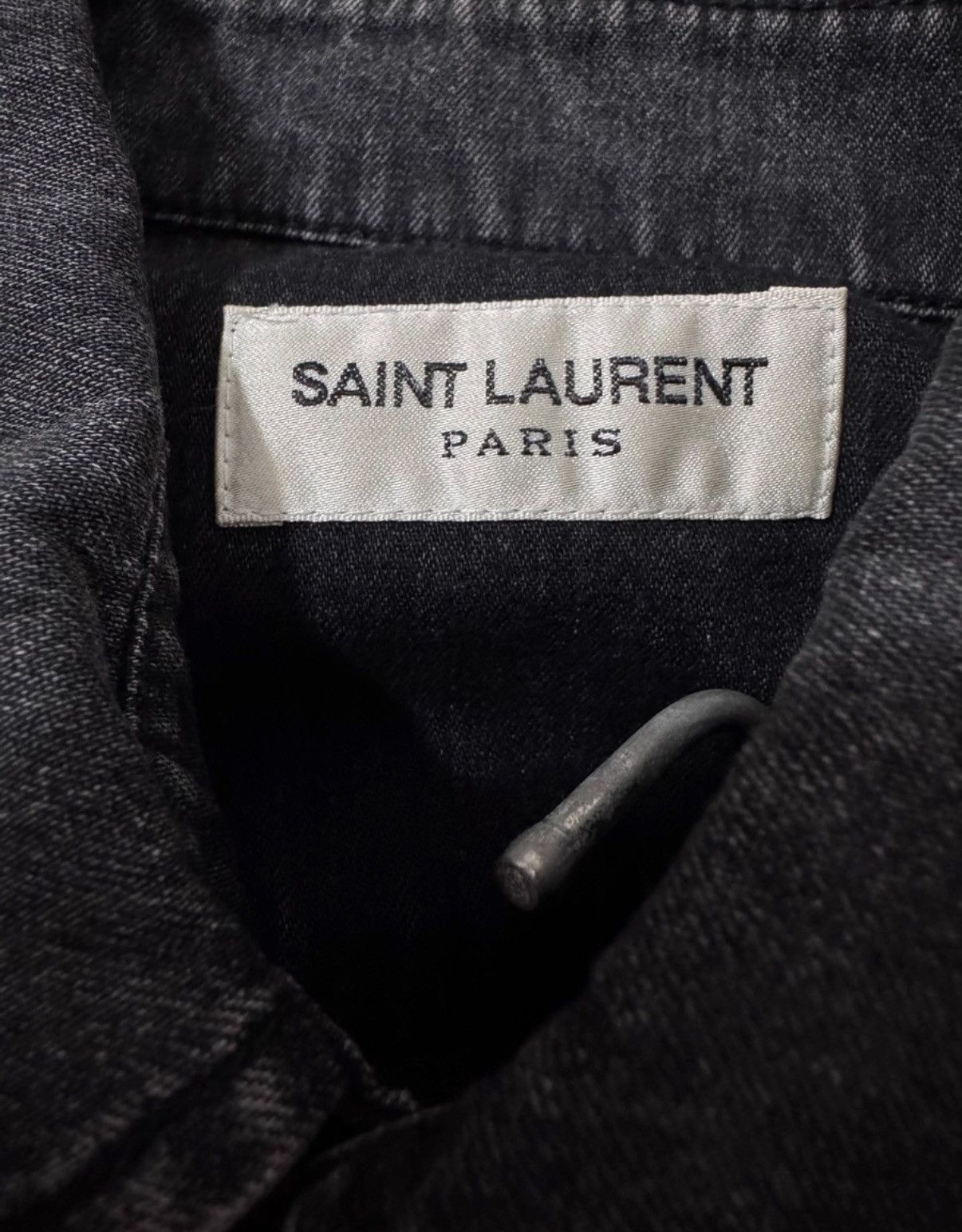 Saint Laurent Paris SLP 18SS Gray Distressed Single-Pocket Frayed Hem Shirt Size US S / EU 44-46 / 1 - 6 Thumbnail