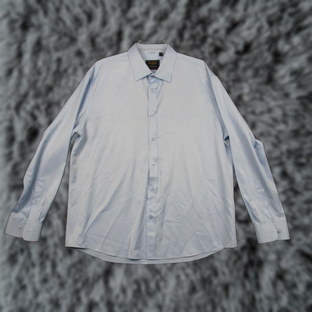 Vintage Flex Shirt XL Blue Button Down Long Sleeve Dress Mens Luxury Collection Italy Size 46R - 1 Thumbnail
