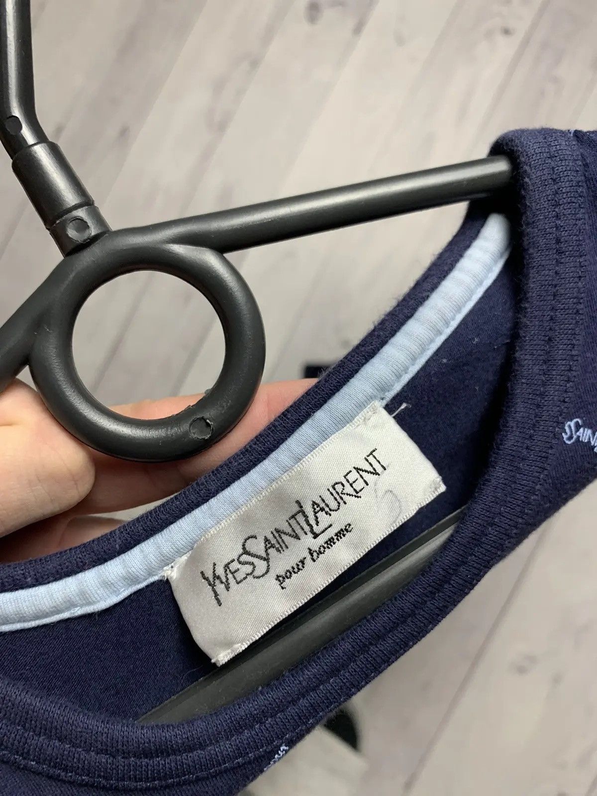 Yves Saint Laurent Vintage Yves Saint Laurent monogram tee T-shirt navy plaid Size US M / EU 48-50 / 2 - 5 Thumbnail