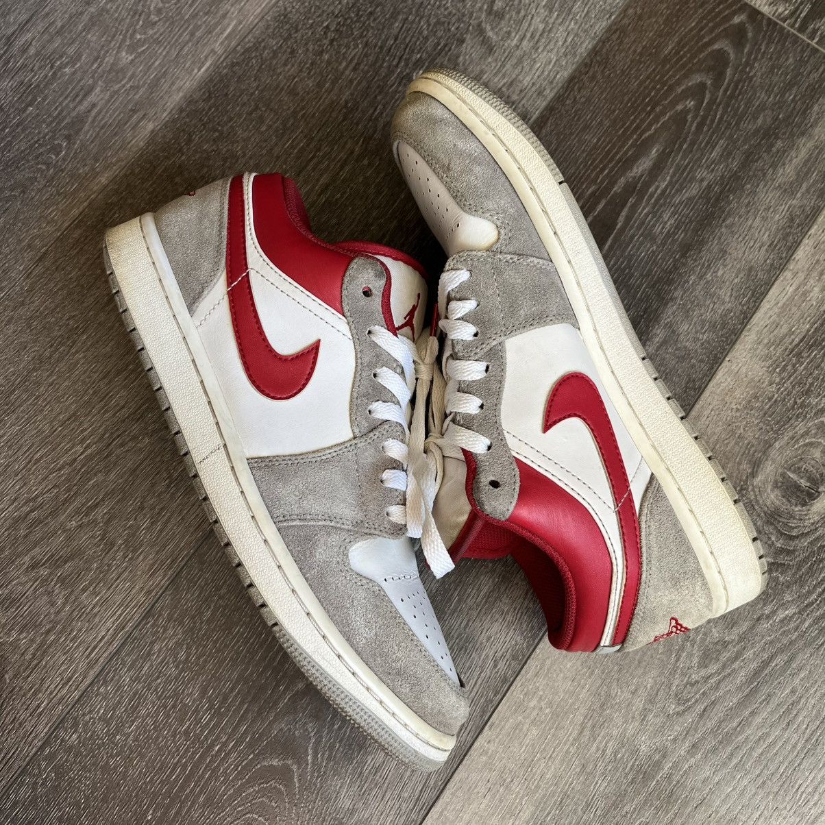 Jordan Brand × Nike × Vintage Vintage Air Jordan 1 Low SE Smoke Grey Gym Red Men Low Shoes Size US 8.5 / EU 41-42 - 1 Thumbnail