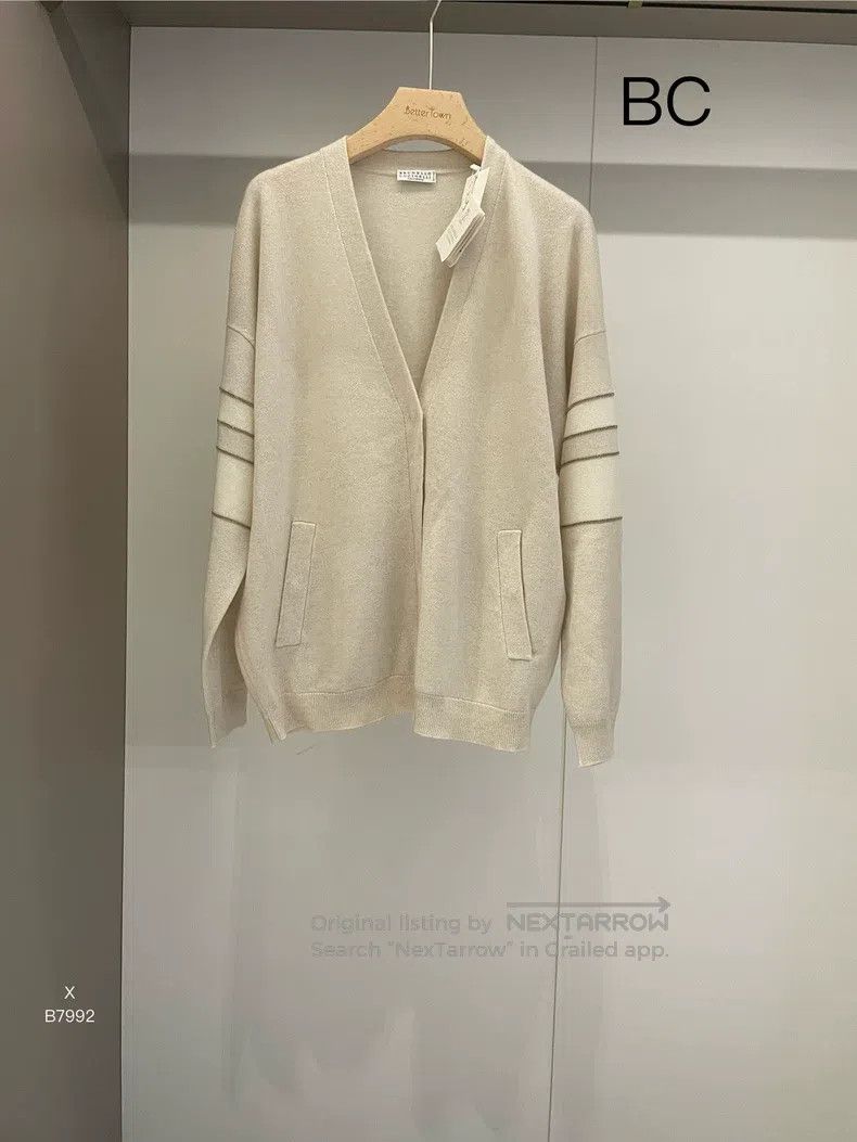 Brunello Cucinelli Beige Sequin Cashmere Cardigan