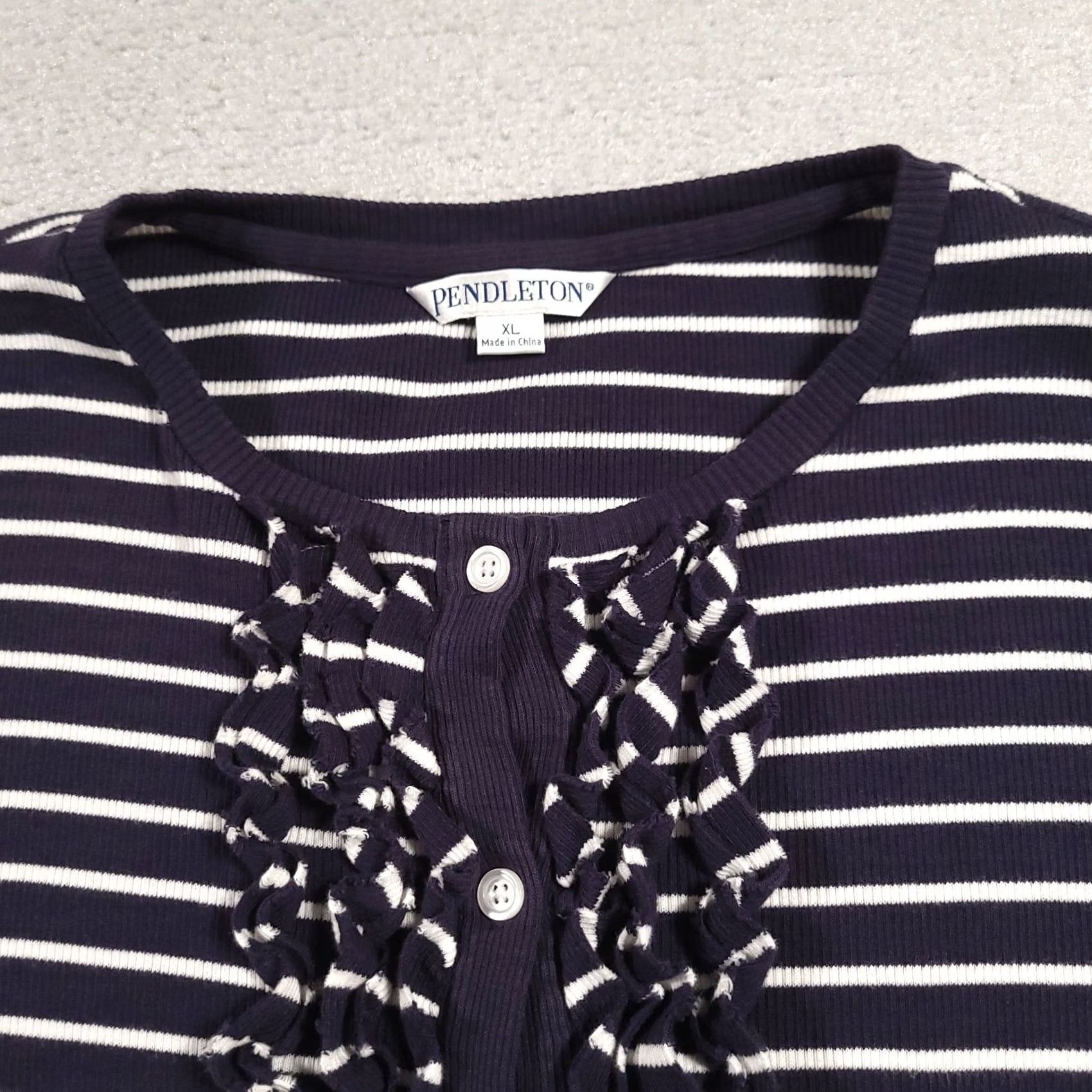 Pendleton Pendleton Sweater Cardigan Women XL Navy Blue White Striped Knit Round Neck Size XL / US 12-14 / IT 48-50 - 7 Thumbnail