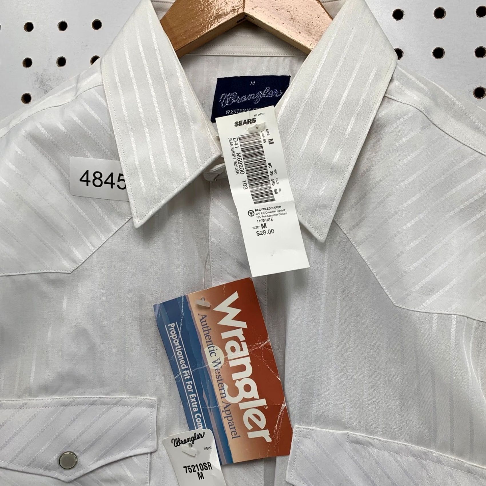 Wrangler VINTAGE Wrangler Shirt Mens Medium White 90s Pearl Snap Tonal Stripe Western Cowboy Size US M / EU 48-50 / 2 - 6 Thumbnail