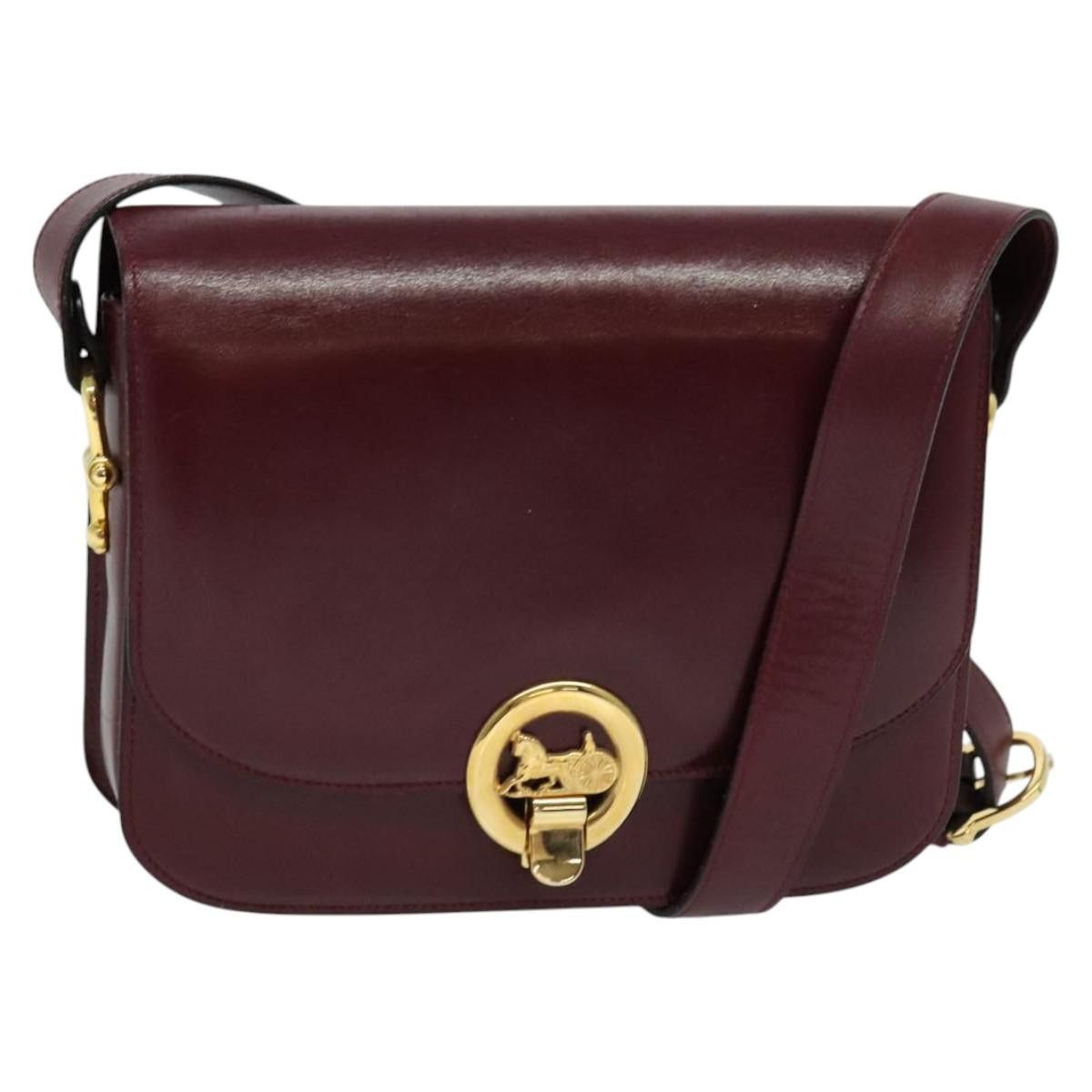 Celine Horse Carriage Shoulder Bag Leather Red Auth Ep8414, Women's