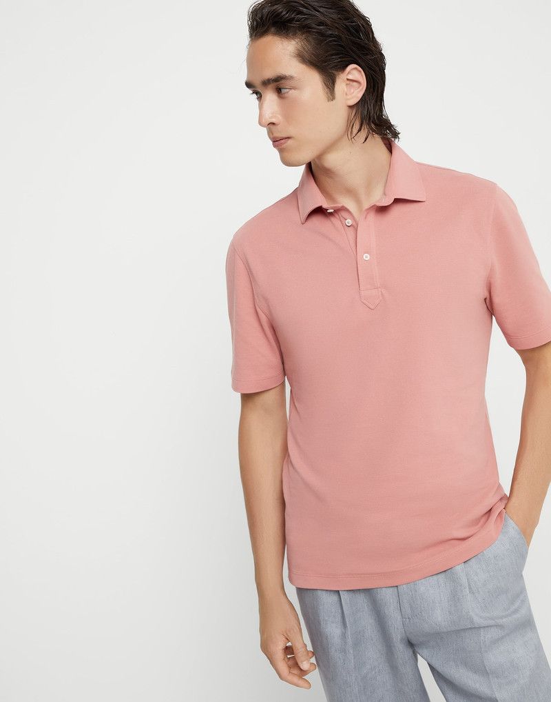 Brunello Cucinelli o1la1rc1a0426 Polo T-Shirt in Pink Size US XL / EU 56 / 4 - 1 Thumbnail