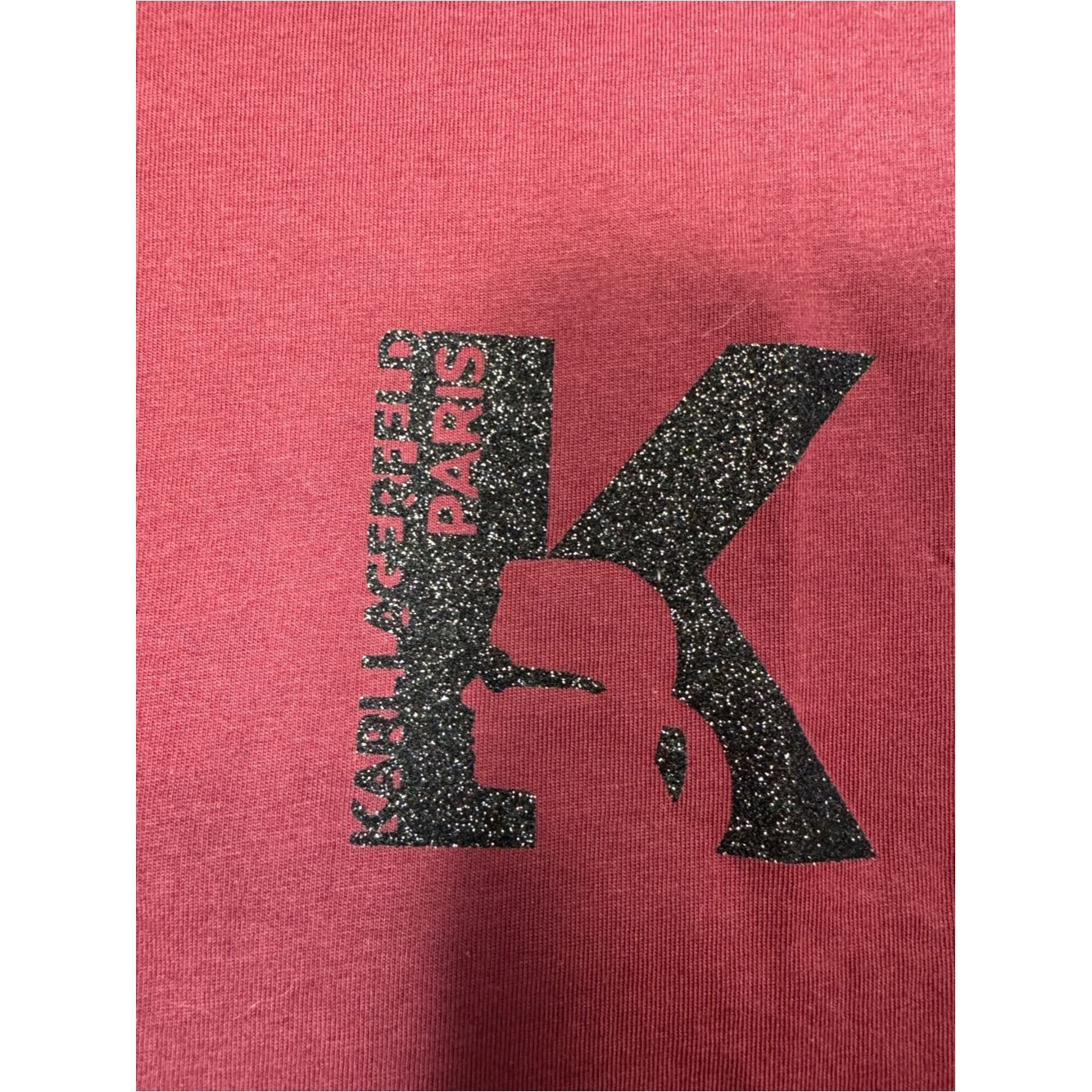 Karl Lagerfeld NWT New KARL LAGERFELD PARIS Shiny K Logo T-Shirt In Wine S Size US L / EU 52-54 / 3 - 5 Thumbnail