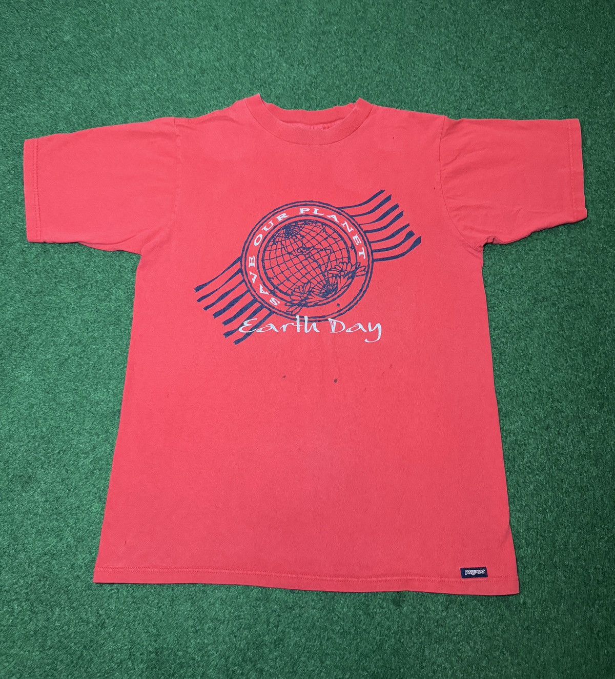 Jansport Vintage 90s Earth Day Save Our Planet Jansport Red T Shirt Size US M / EU 48-50 / 2 - 1 Thumbnail