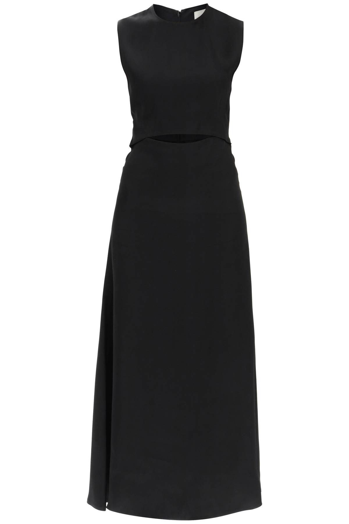 image of Loulou Studio 'copan' Long Cut-Out Dress In Satin in Nero, Women's (Size XS)