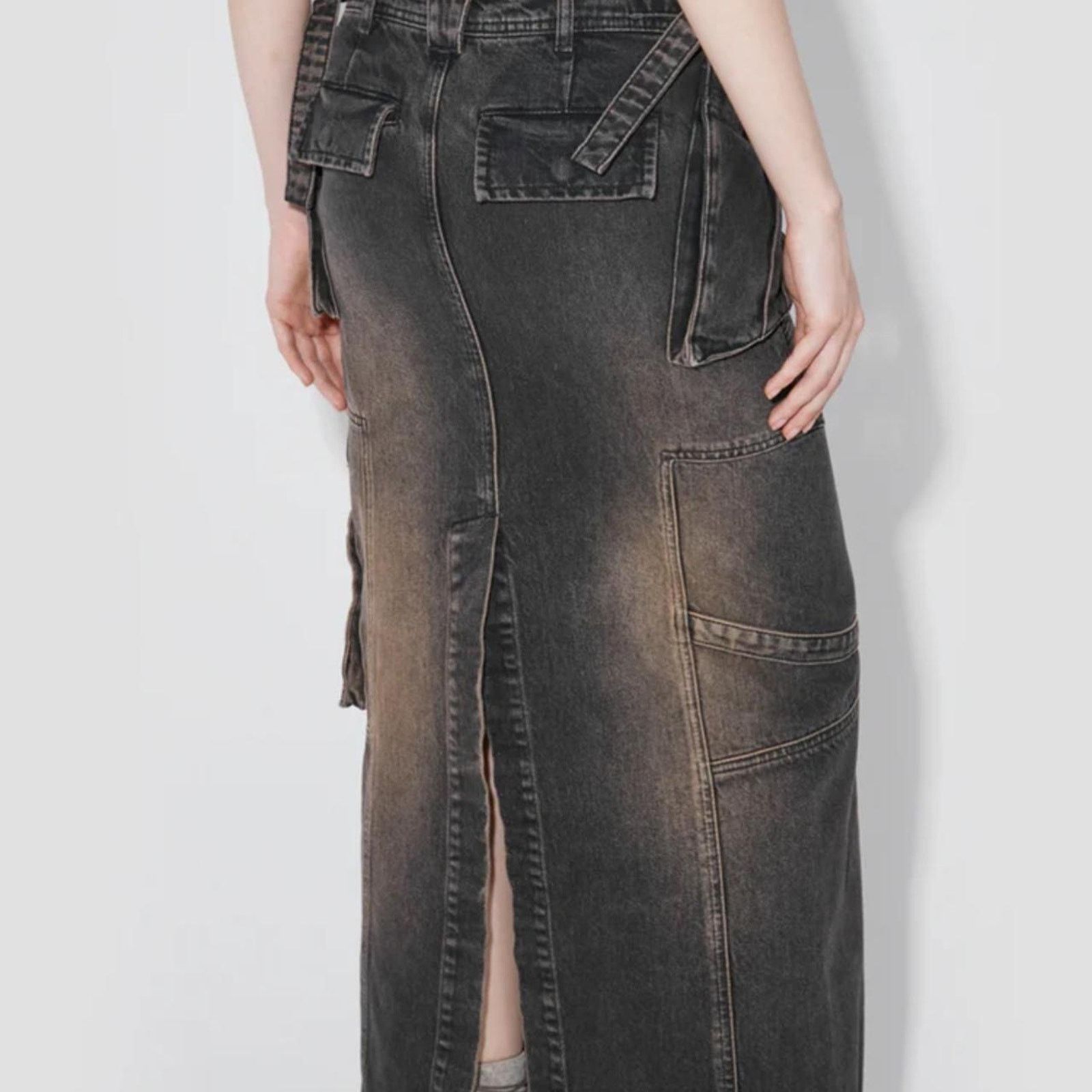 Misbhv MISBHV DENIM MAXI SKIRT - BROWN DISTRESSED Size 28" / US 6 / IT 42 - 3 Thumbnail