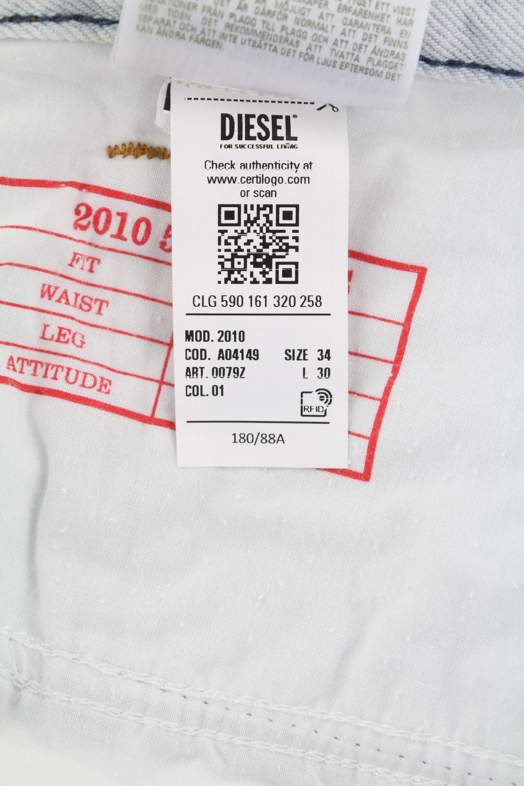 Diesel 2010 0079Z W34/L30 Loose Straight Washed Jeans 40920 Size US 34 / EU 50 - 13 Thumbnail