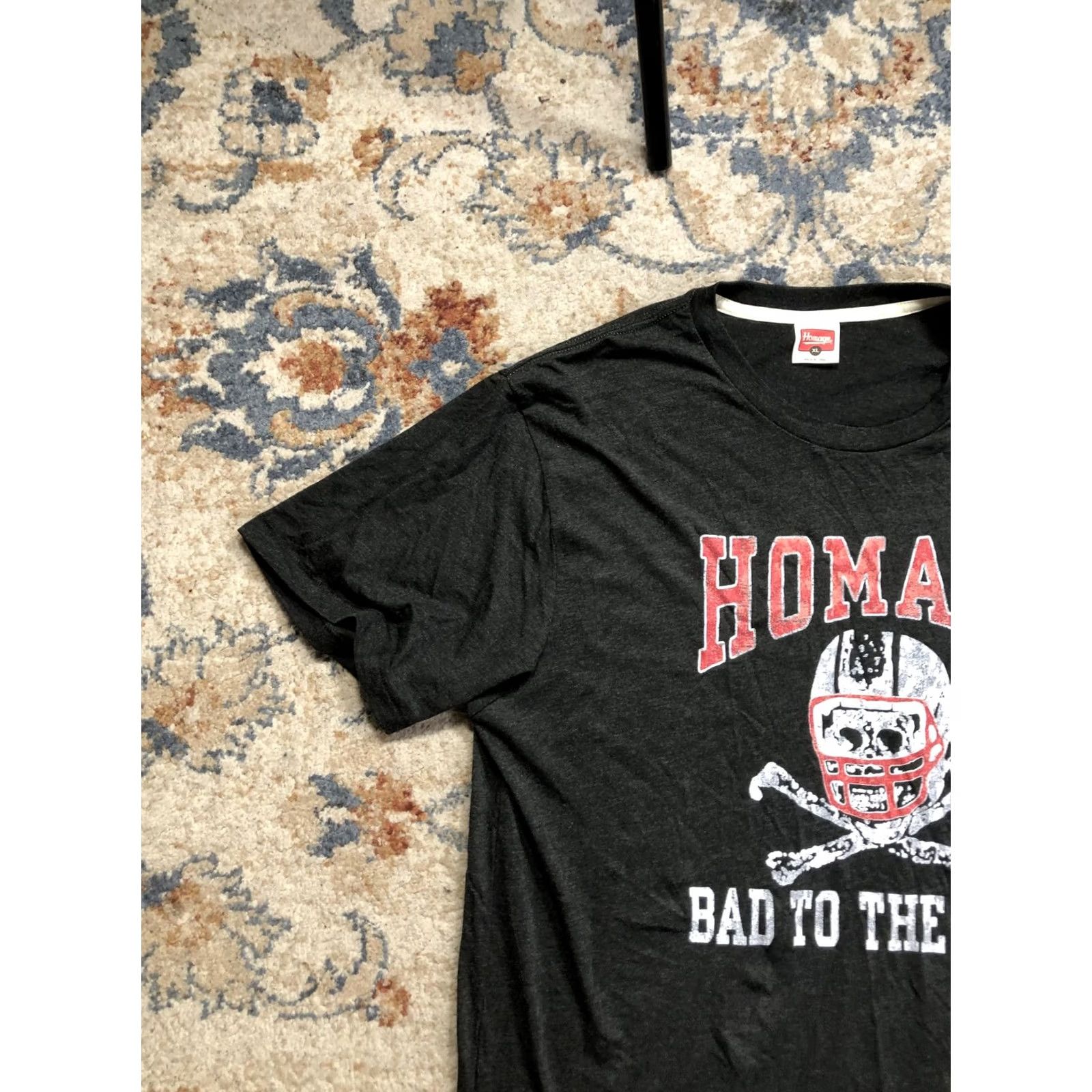 Vintage Homage Shirt Mens XL Gray Bad To The Bone Football Skull Graphic Tee Size US XL / EU 56 / 4 - 3 Thumbnail