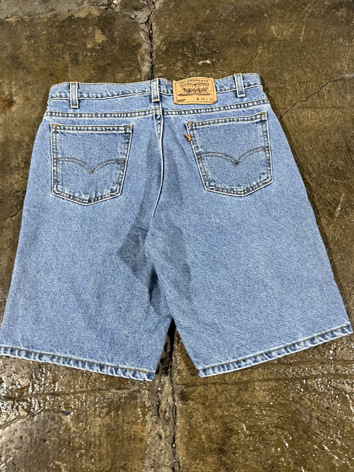 Levi's × Vintage Crazy Vintage 90s Levi's 505 Orange Tab Jorts Faded Skater Size US 33 - 3 Thumbnail