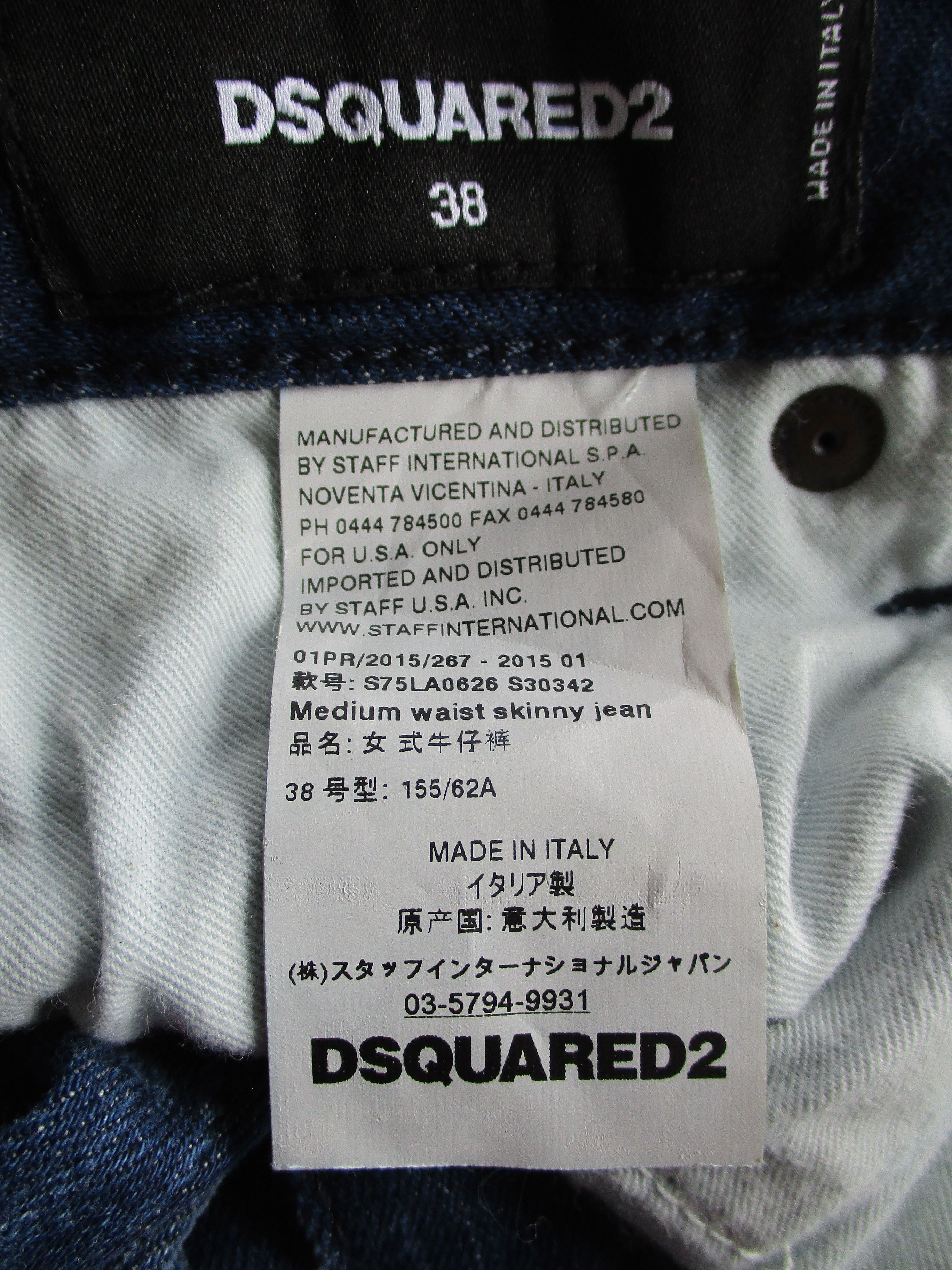 Dsquared2 2015 Medium Waist Skinny Jeans Distressed Zipper Leg Size 26" / US 2 / IT 38 - 14 Thumbnail