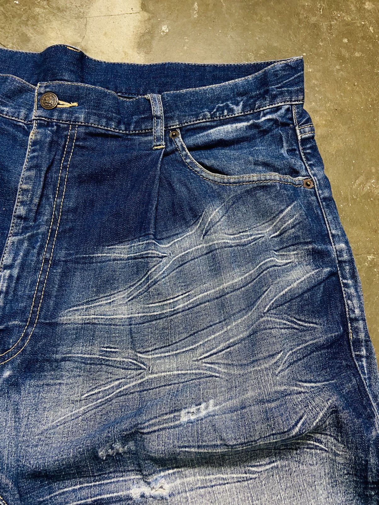 Japanese Brand Glamb Drop Crotch Distressed Denim Jeans Size US 38 / EU 54 - 9 Thumbnail