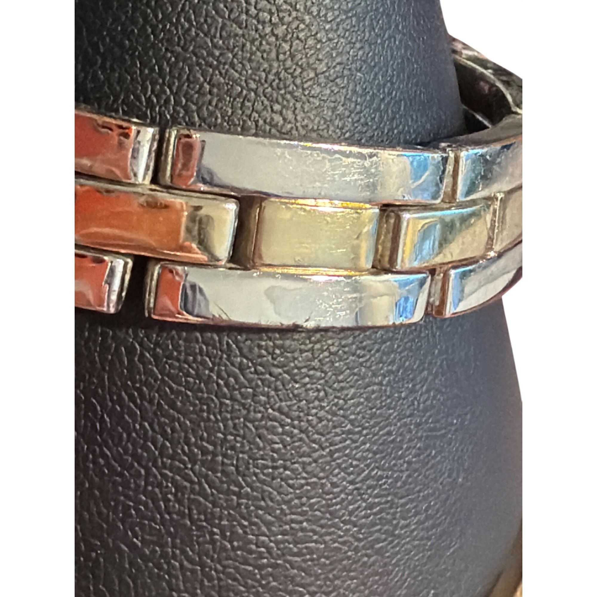 Other Silver Gold Tone Stainless Steel Link Bracelet Fold Over Cla Size ONE SIZE - 2 Thumbnail