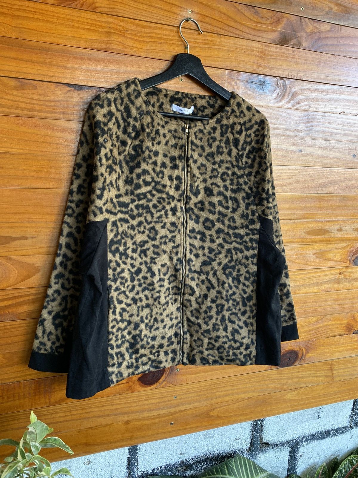 Japanese Brand Silent Worth Leopard Print Wool Blend Zip Jacket Women Size M / US 6-8 / IT 42-44 - 6 Thumbnail