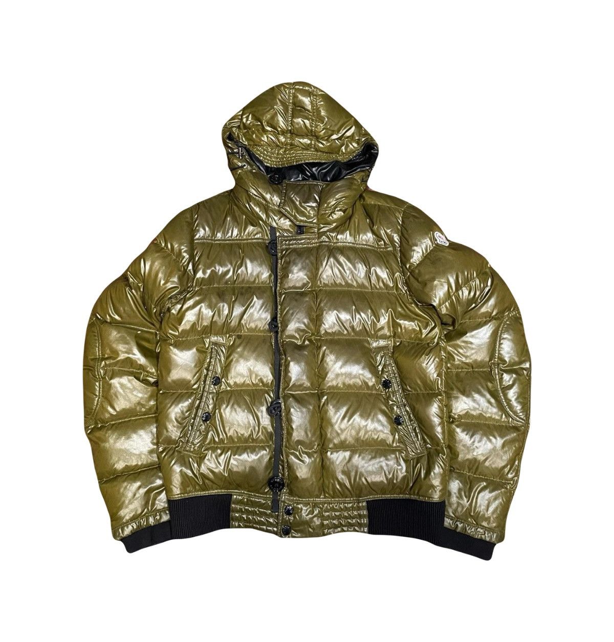 Moncler Vintage Moncler Maya Down Glossy Puffer Bomber Jacket Olive Size US M / EU 48-50 / 2 - 1 Thumbnail