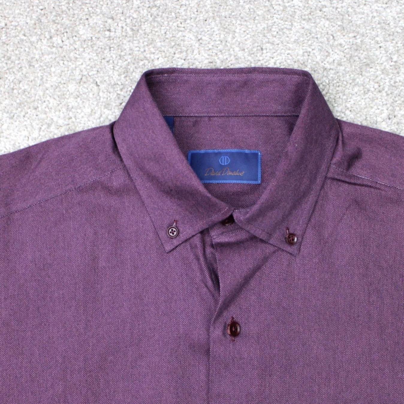David Donahue David Donahue Shirt Mens Large Purple 100% Cotton Long Sleeve Button Down Size US L / EU 52-54 / 3 - 6 Thumbnail