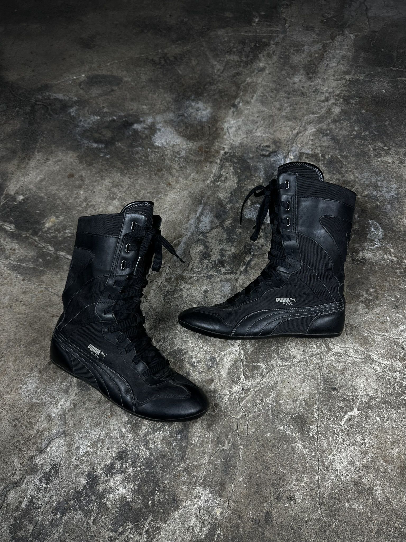 00s PUMA ロングブーツ エスキーヴァハイ ボクシングシューズ　y2k Puma × Vintage Crazy Puma Y2K Hi Top Sneakers Boxing Shoes Boots