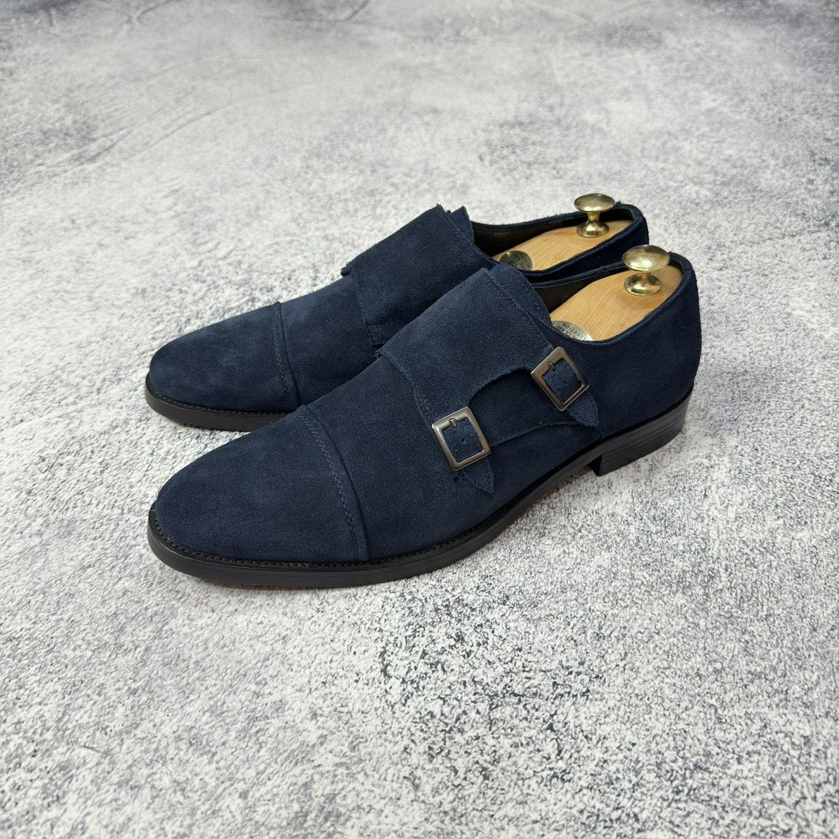 Designer John White Mens Navy Suede Double Monks US10-10.5 28-28.5cm Size US 10 / EU 43 - 1 Thumbnail