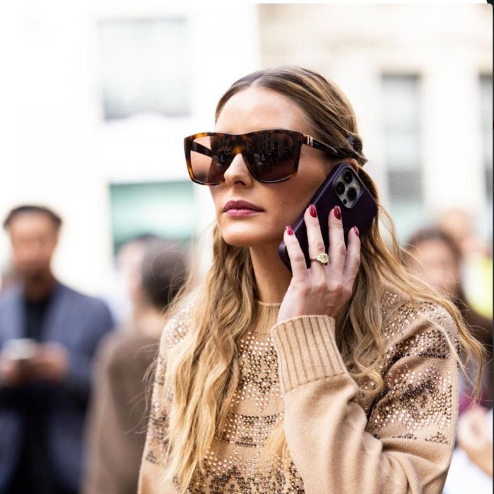 Max Mara NEW MAXMARA Prism Oversize Brown Square Gold Stud Sunglasses Size ONE SIZE - 2 Thumbnail