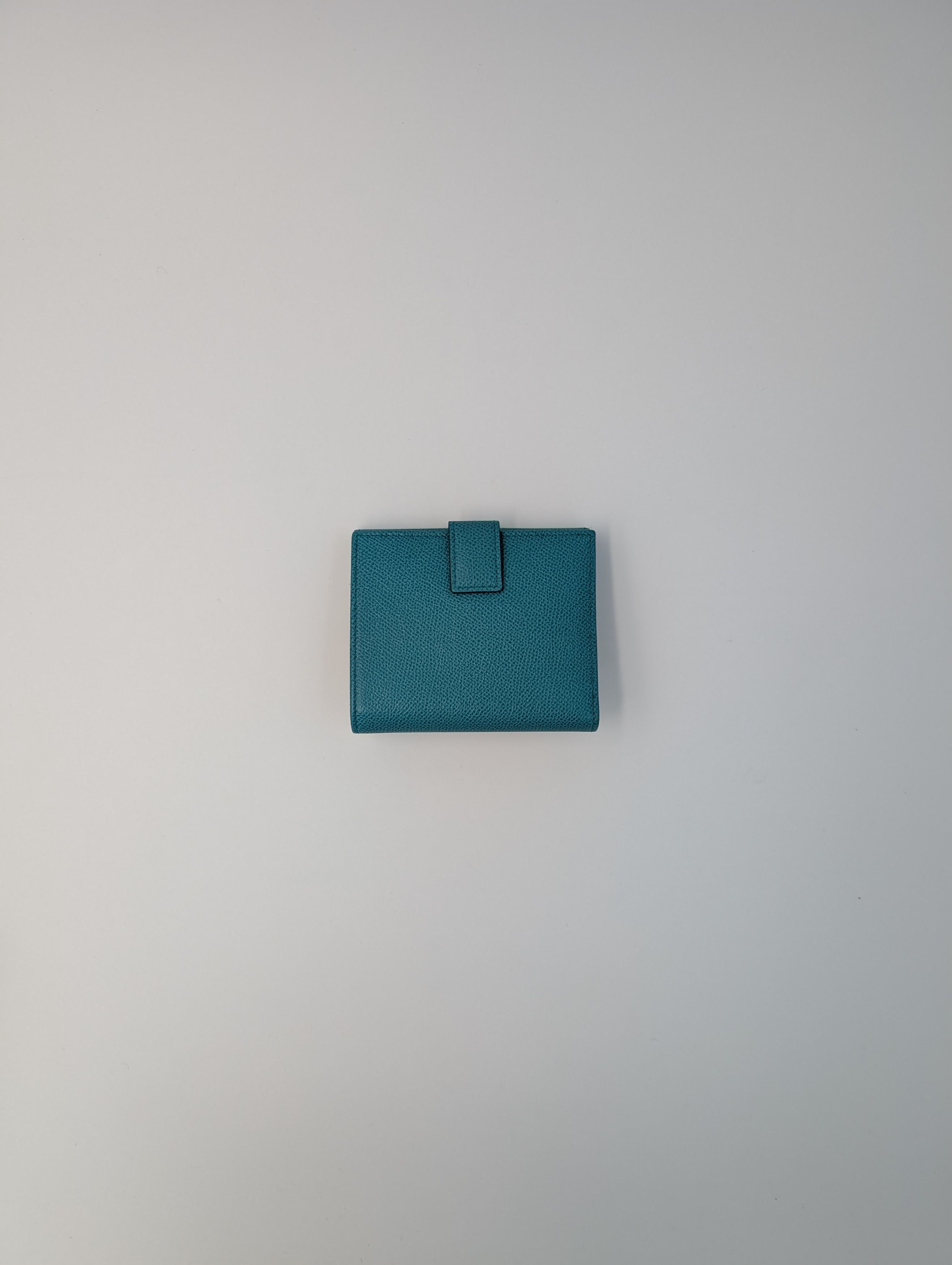 Salvatore Ferragamo Dark Aqua Green Fold-Over Clasp Leather Purse Size ONE SIZE - 2 Thumbnail