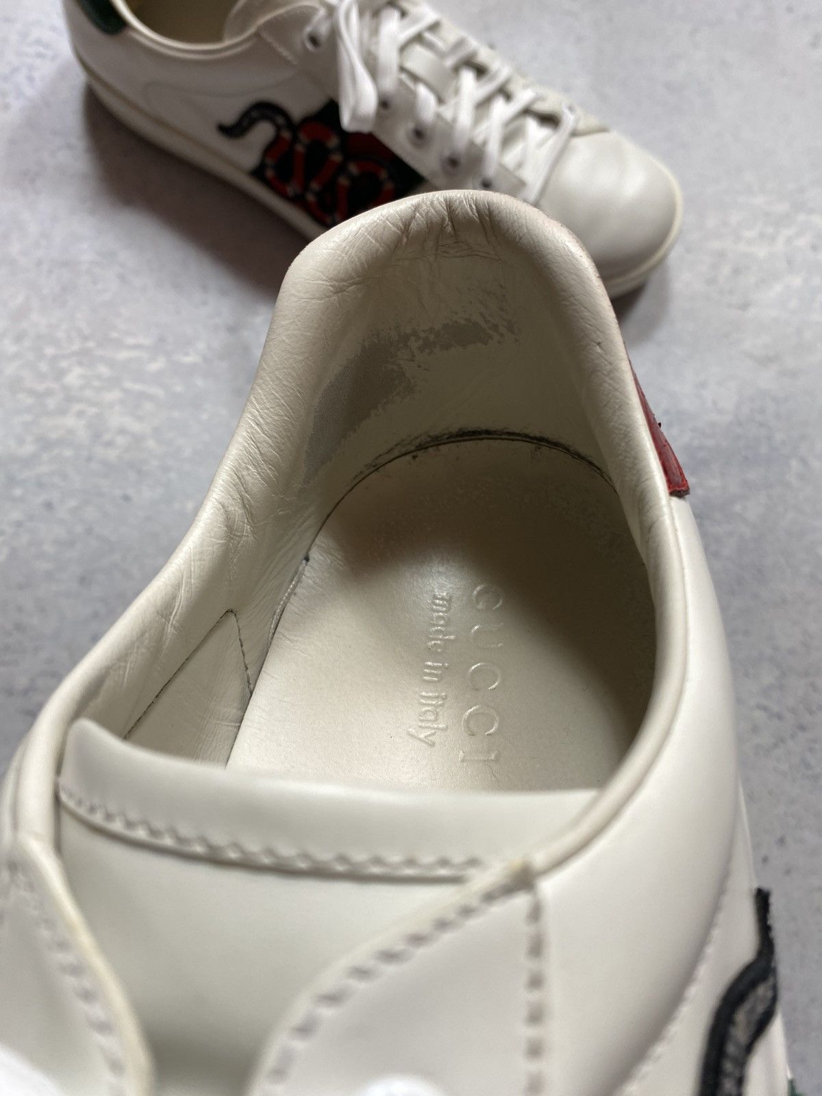 Gucci Gucci Ace Snake White Leather Shoes Trainers UK11 US11.5 Size US 11.5 / EU 44-45 - 20 Thumbnail